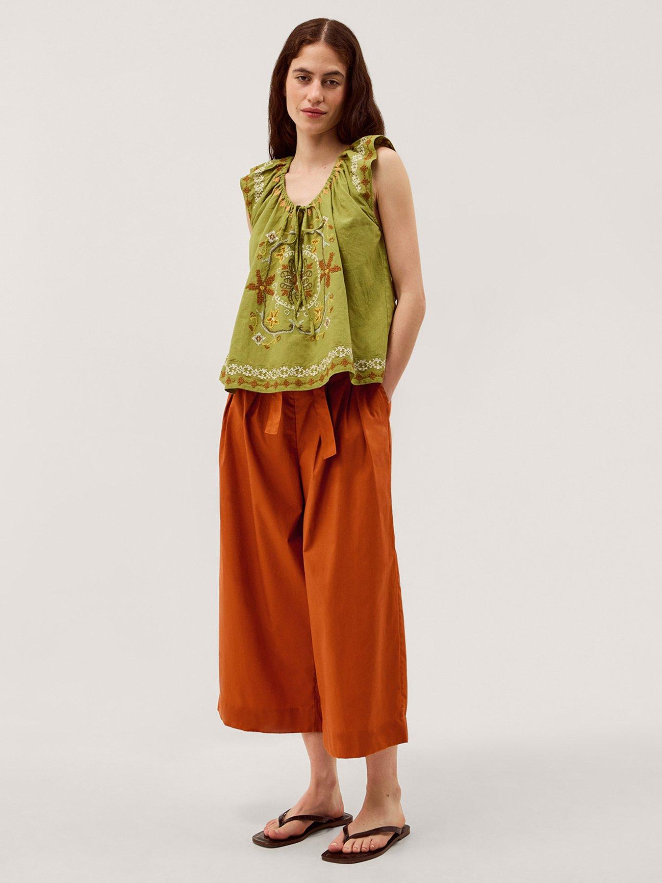 Image 3 of 5 of Monsoon Sofia Cropped Trousers - Orange