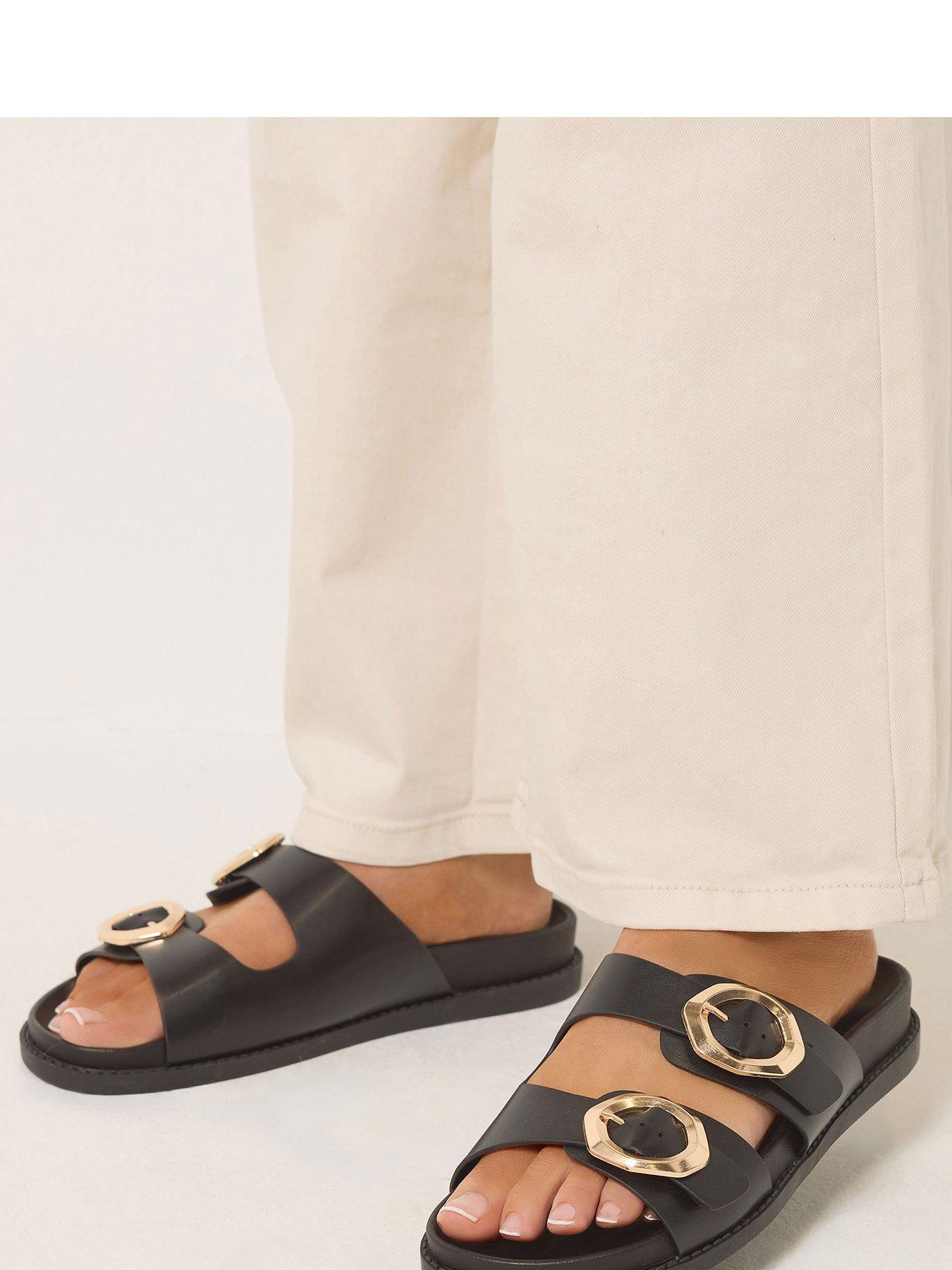 Yours Extra Wide Fit Brushed Buckle Mule