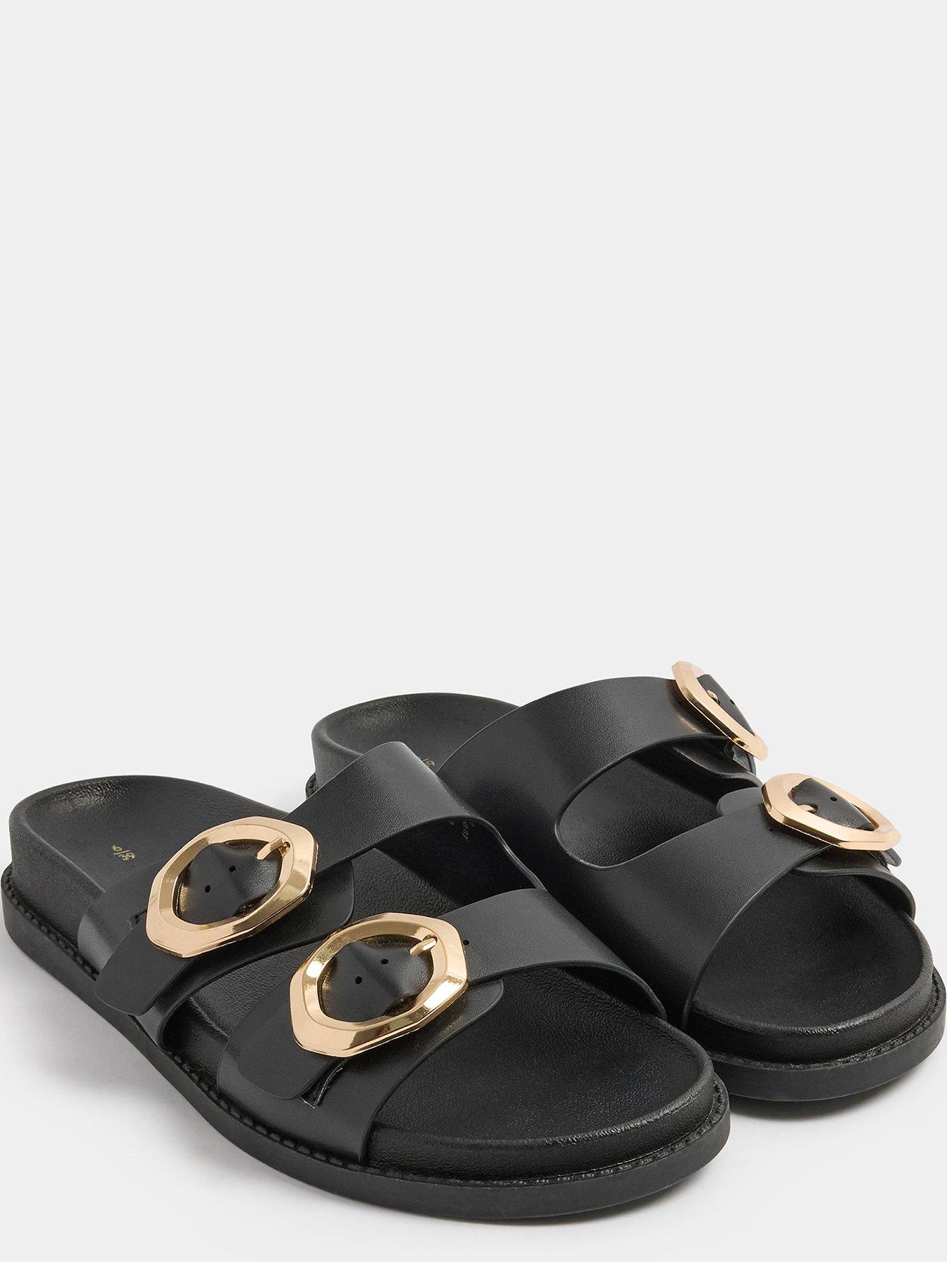 Image 5 of 5 of Yours Extra Wide Fit Brushed Buckle Mule - Black