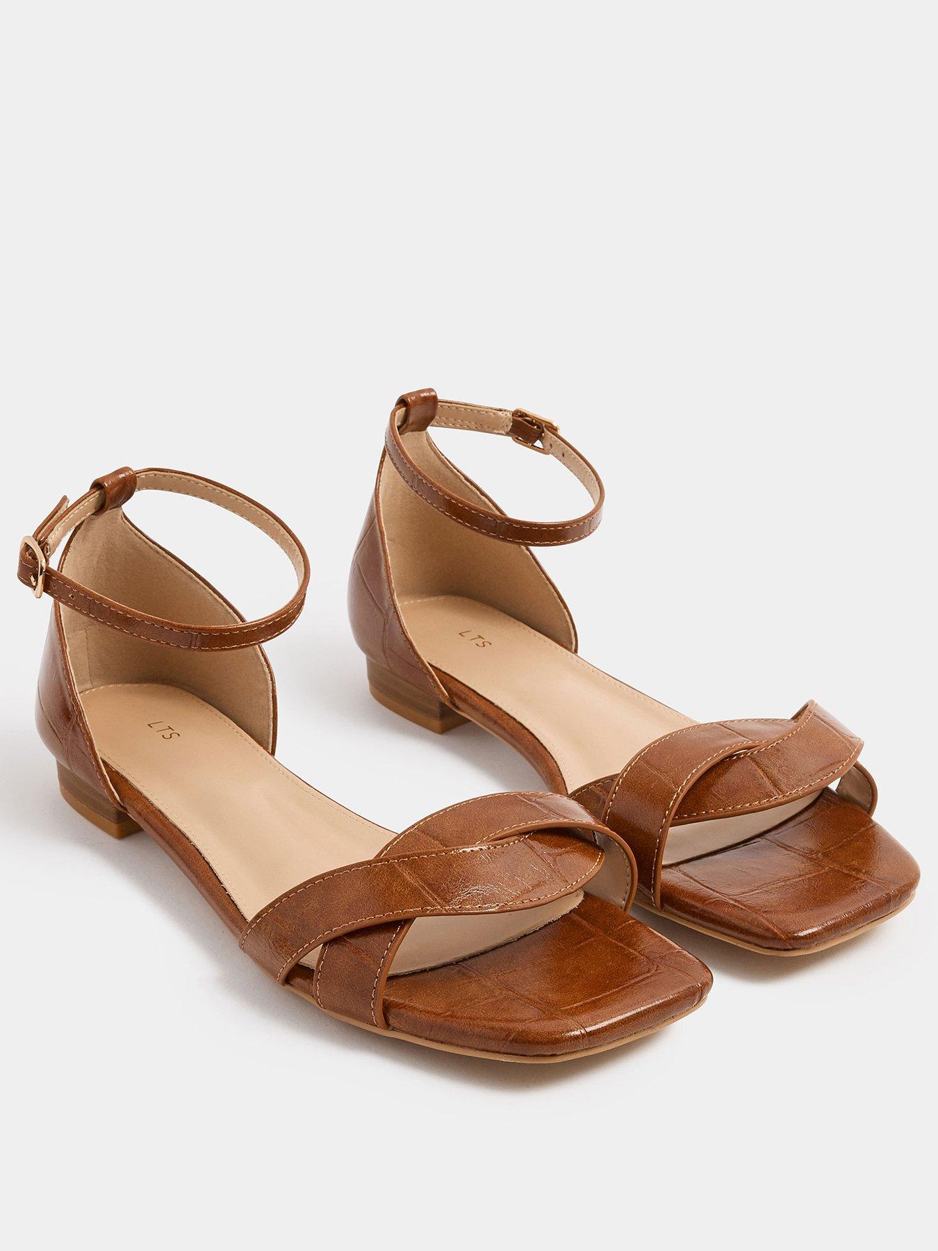Image 2 of 4 of Yours Twist Front Square Toe Sandals - Brown