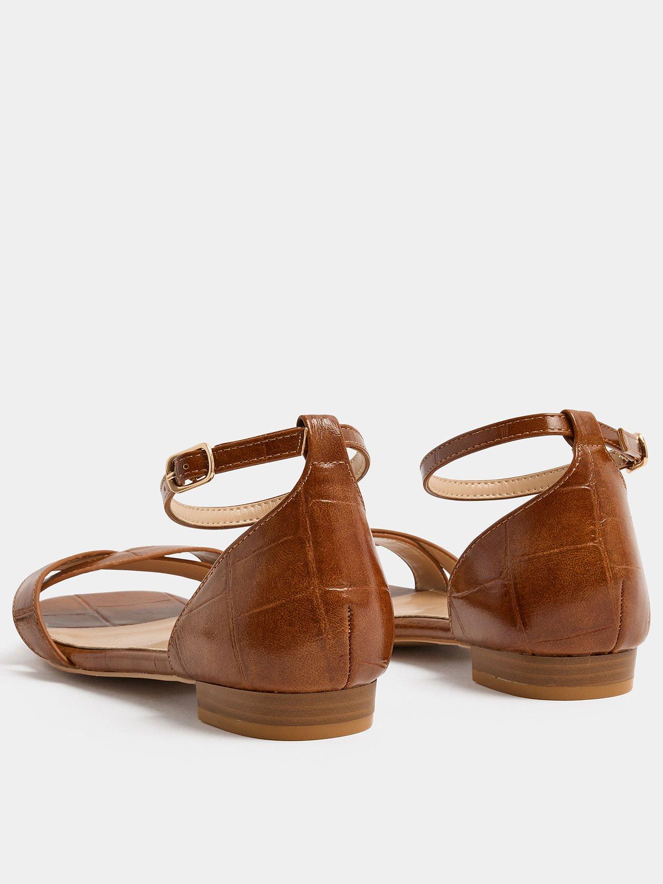 Image 3 of 4 of Yours Twist Front Square Toe Sandals - Brown