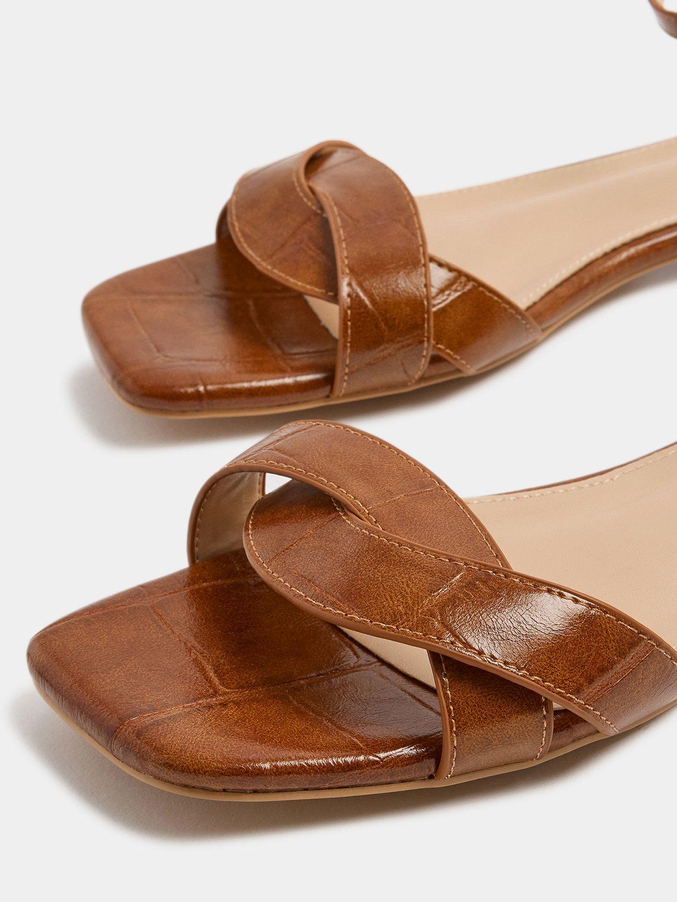 Image 4 of 4 of Yours Twist Front Square Toe Sandals - Brown