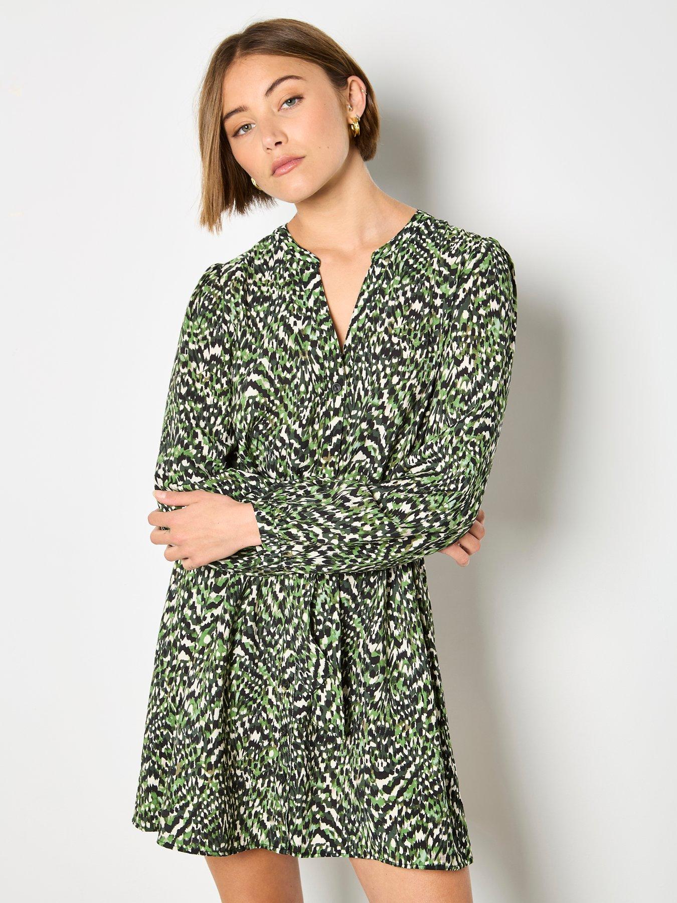 apricot-grandad-collar-mini-pull-through-waist-dressfront