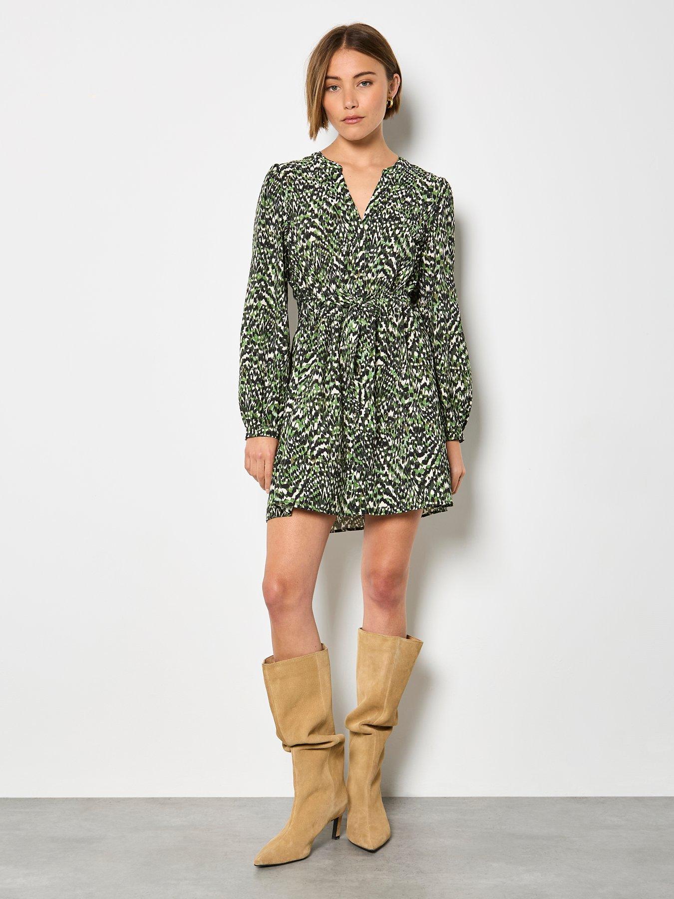 apricot-grandad-collar-mini-pull-through-waist-dressback