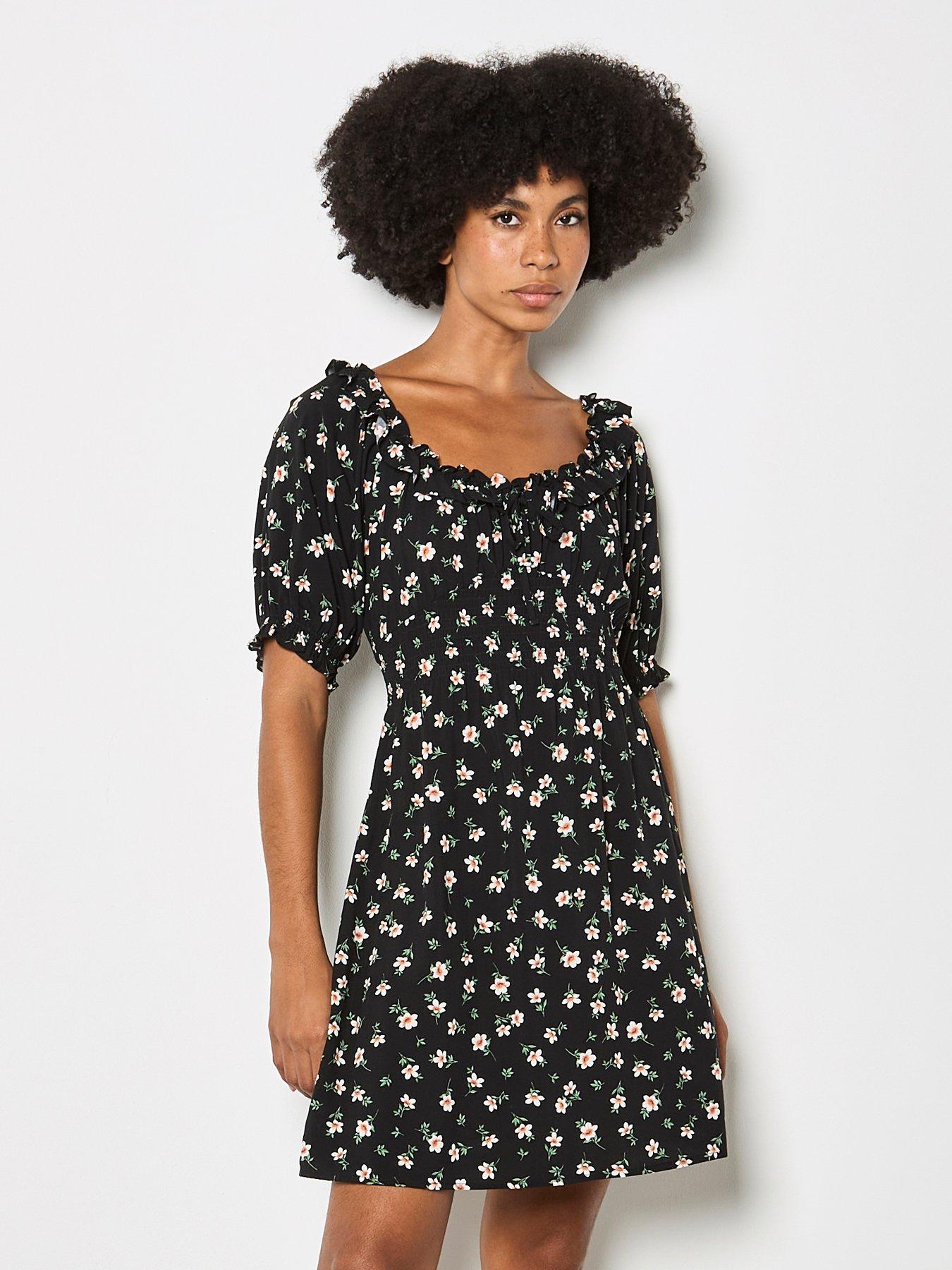 Apricot Milkmaid Mini Dress With Frill