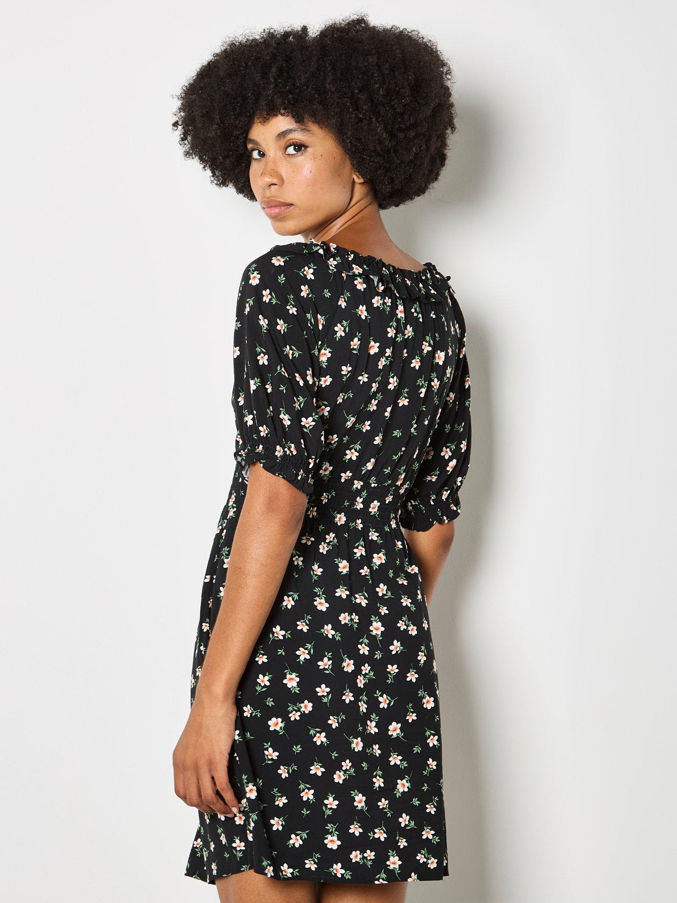 Image 2 of 5 of Apricot Milkmaid Mini Dress With Frill