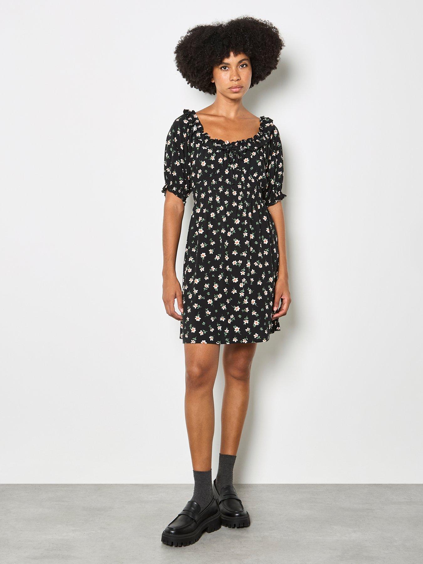 Image 3 of 5 of Apricot Milkmaid Mini Dress With Frill