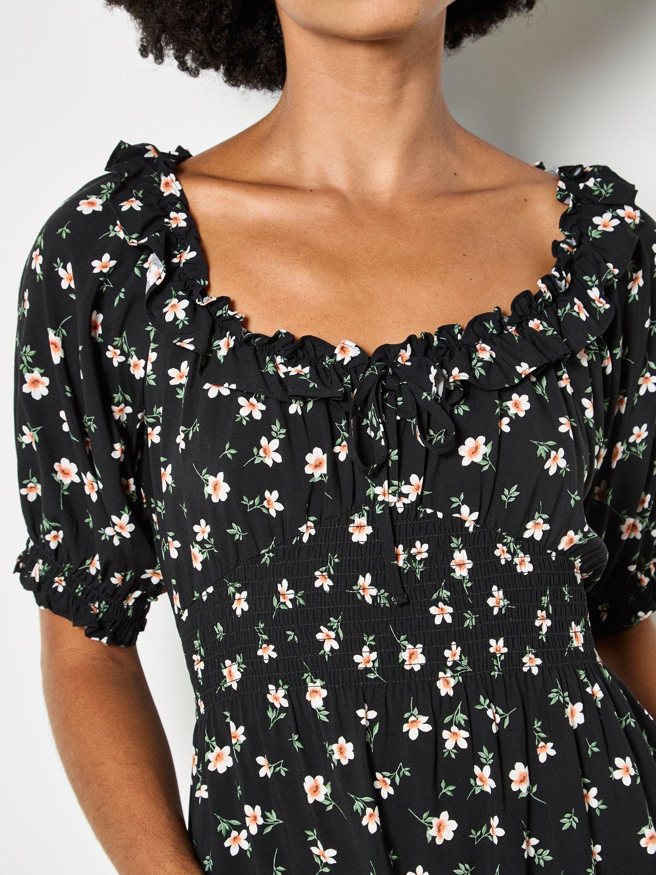 Image 5 of 5 of Apricot Milkmaid Mini Dress With Frill