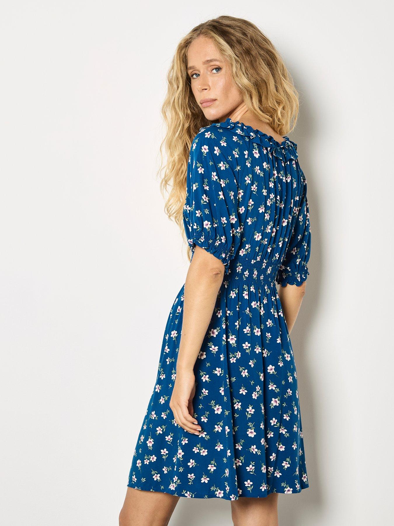apricot-milkmaid-mini-dress-with-frill-bluestillFront