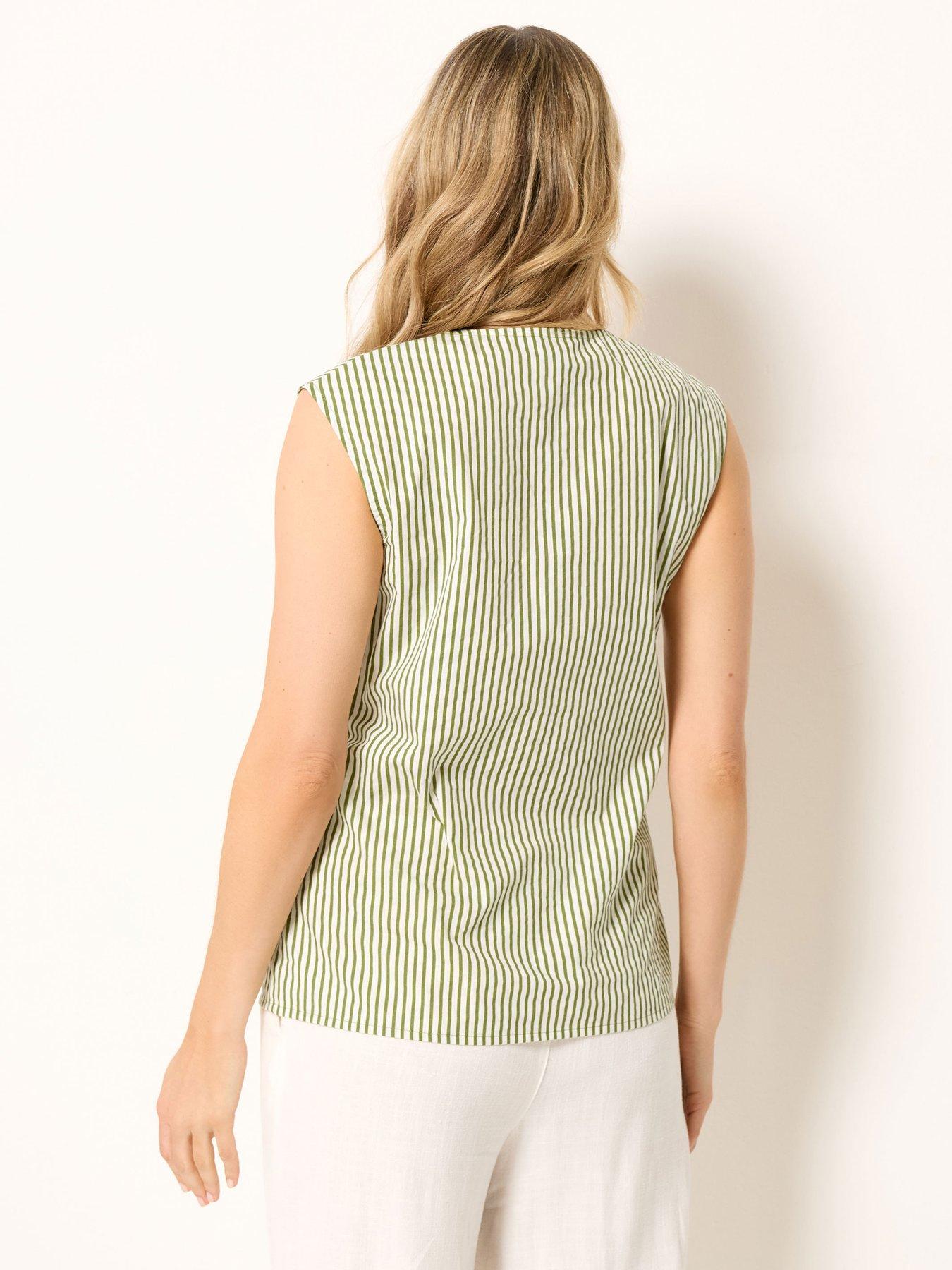 Image 2 of 4 of Long Tall Sally Stripe Belted Blouse - Green