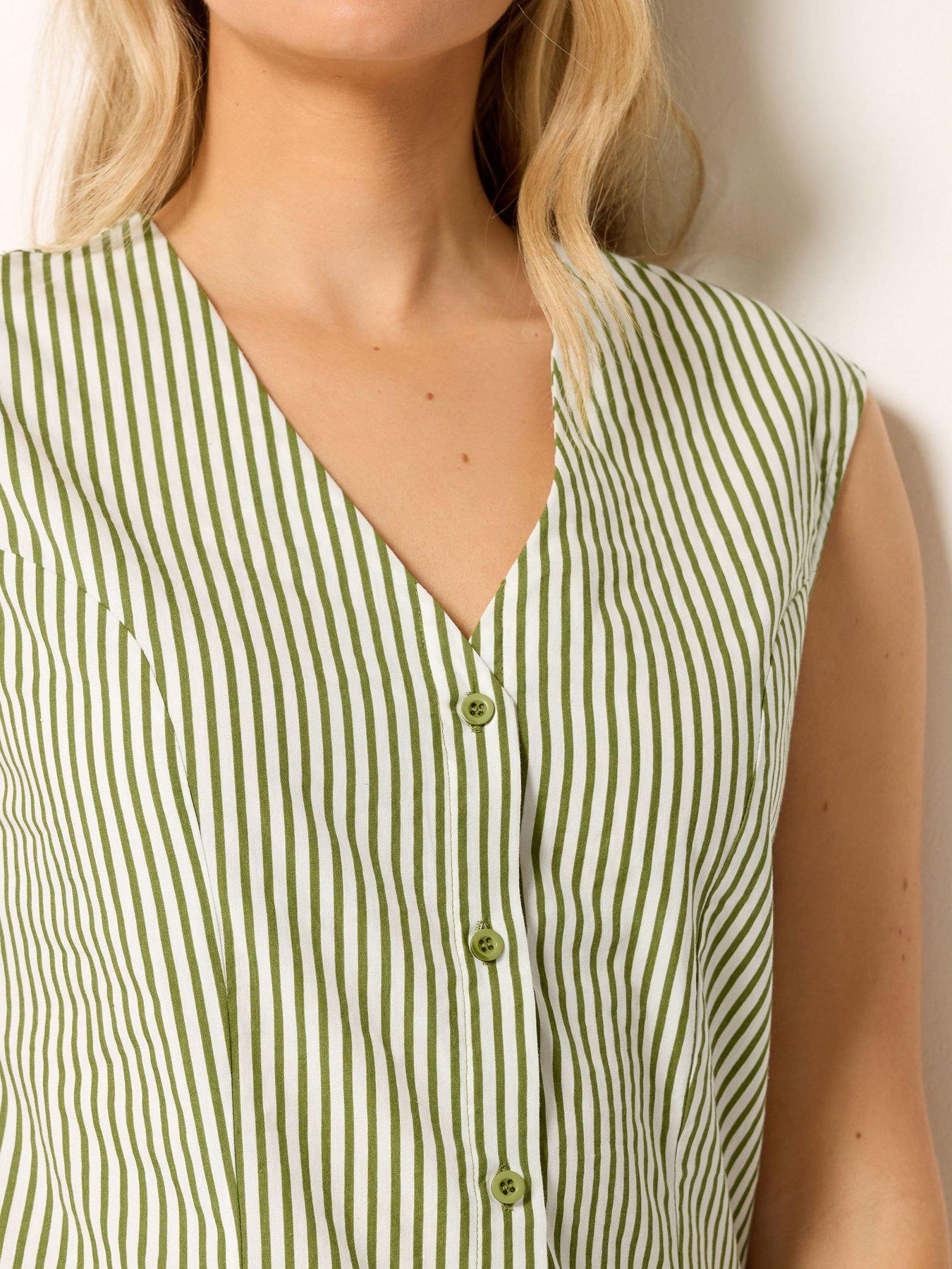 Image 4 of 4 of Long Tall Sally Stripe Belted Blouse - Green