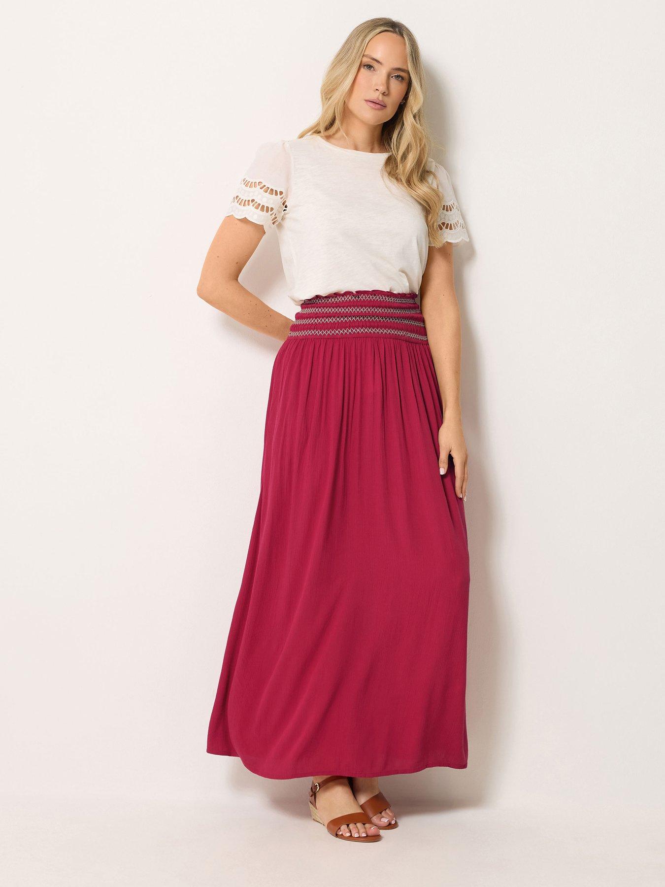 Long Tall Sally Waist Detail Maxi Skirt - Berry Red