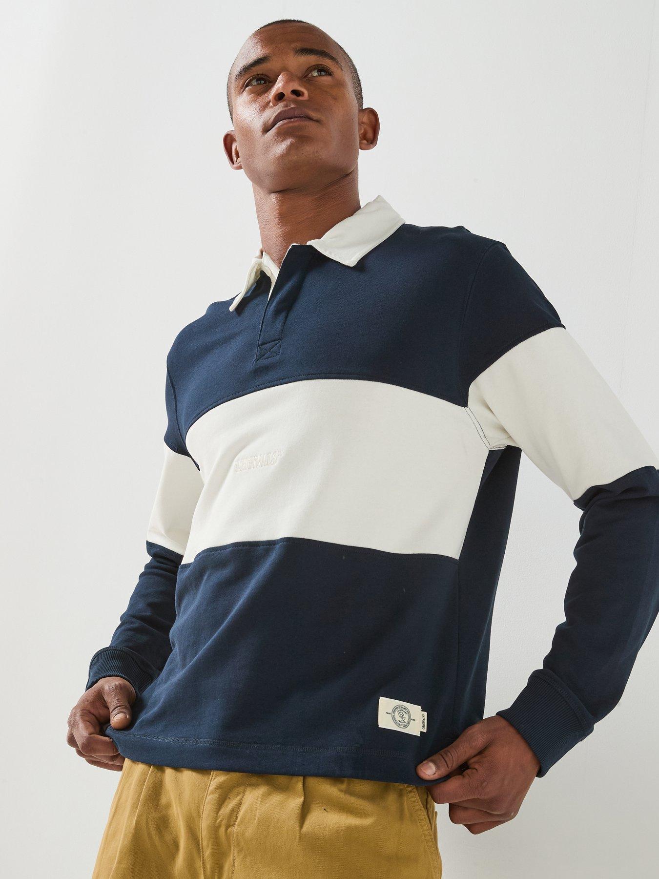 Image 1 of 6 of Jack & Jones Frederiksberg Blocking Rugby Sweat Polo Shirt - Navy