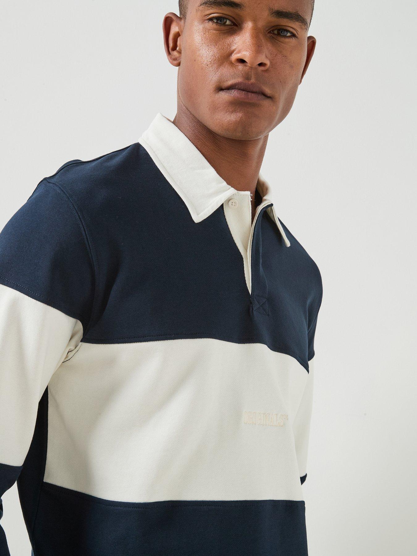 Image 4 of 6 of Jack & Jones Frederiksberg Blocking Rugby Sweat Polo Shirt - Navy