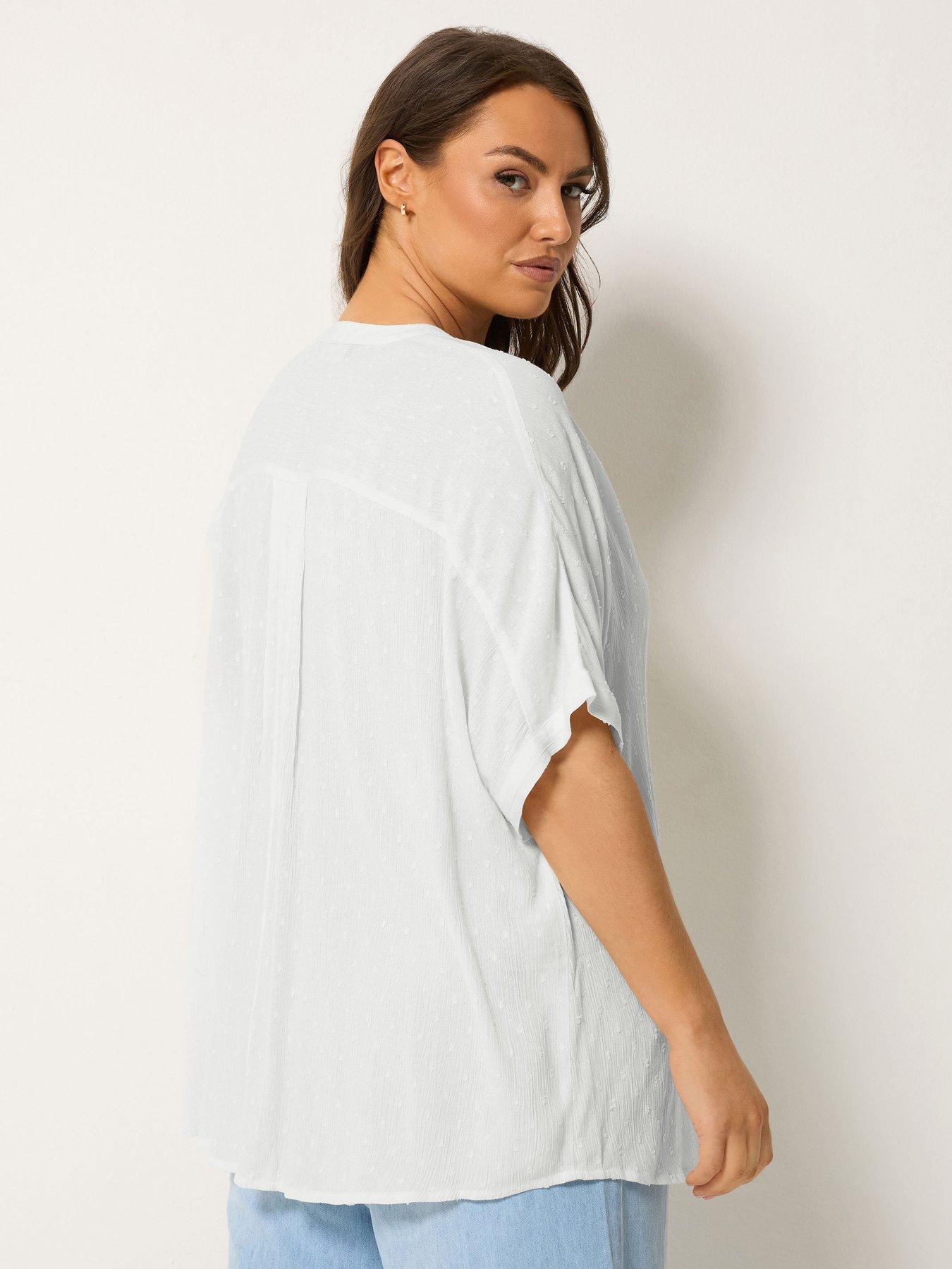 Image 2 of 5 of Yours Curve Printed Crinkle Notchneck Top