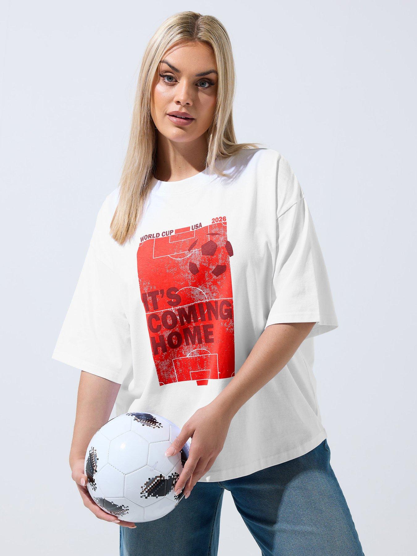 Yours Curve 'It's Coming Home' T-Shirt - White