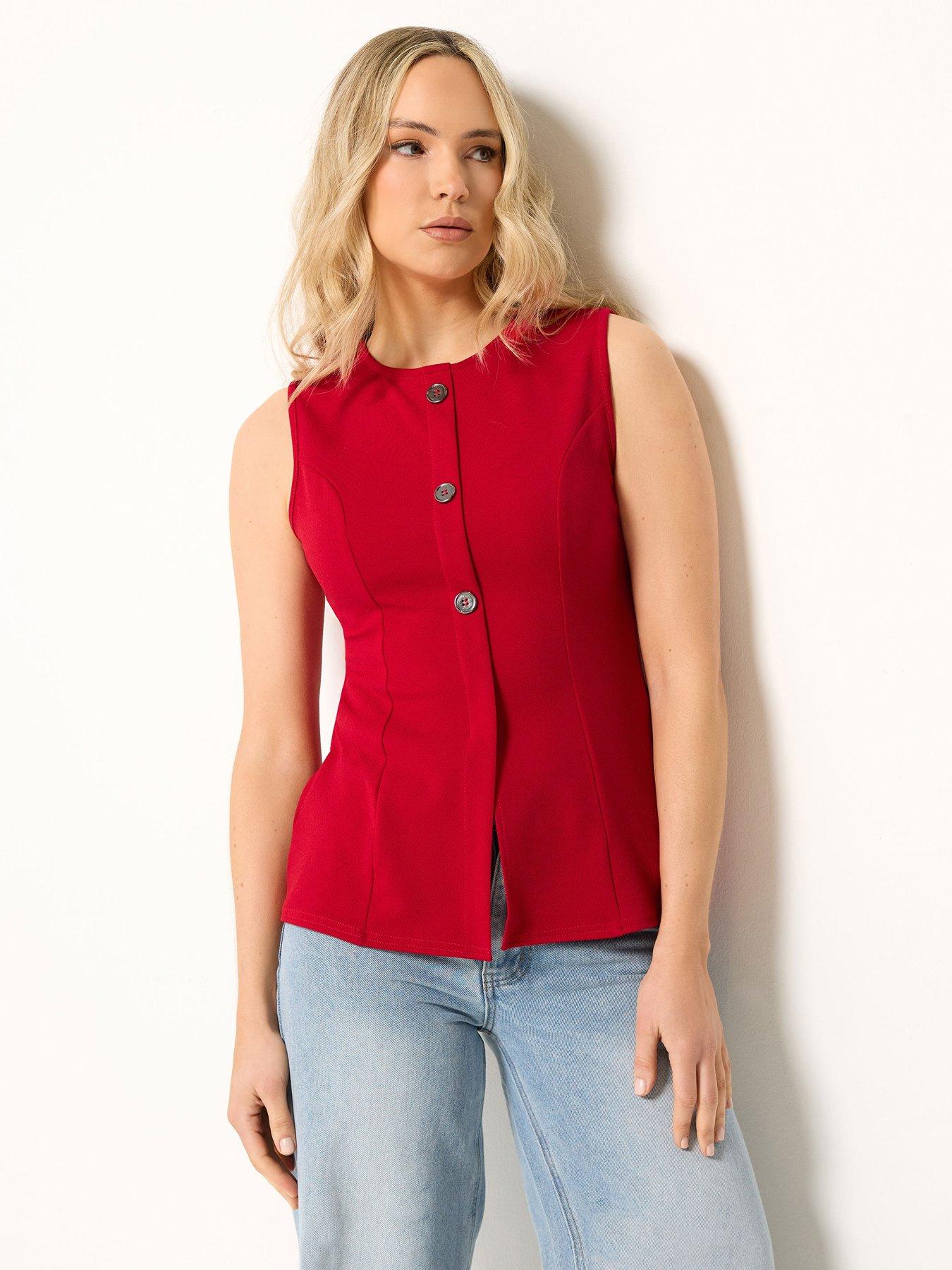 Long Tall Sally Tall Button Textured Waistcoat