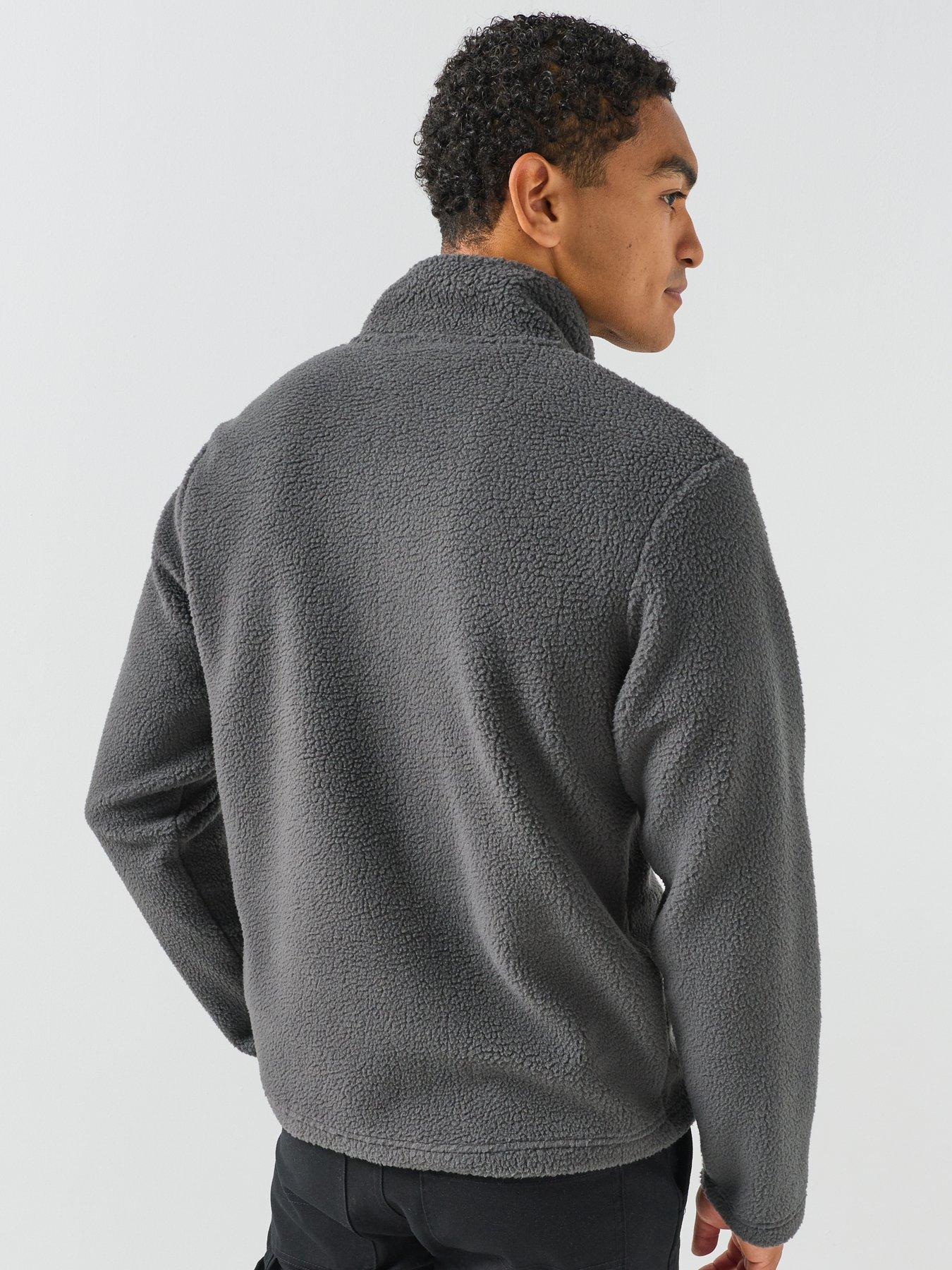 Image 2 of 6 of Jack & Jones Mens Quarter Zip Teddy Fleece Sweatshirt - Asphalt
