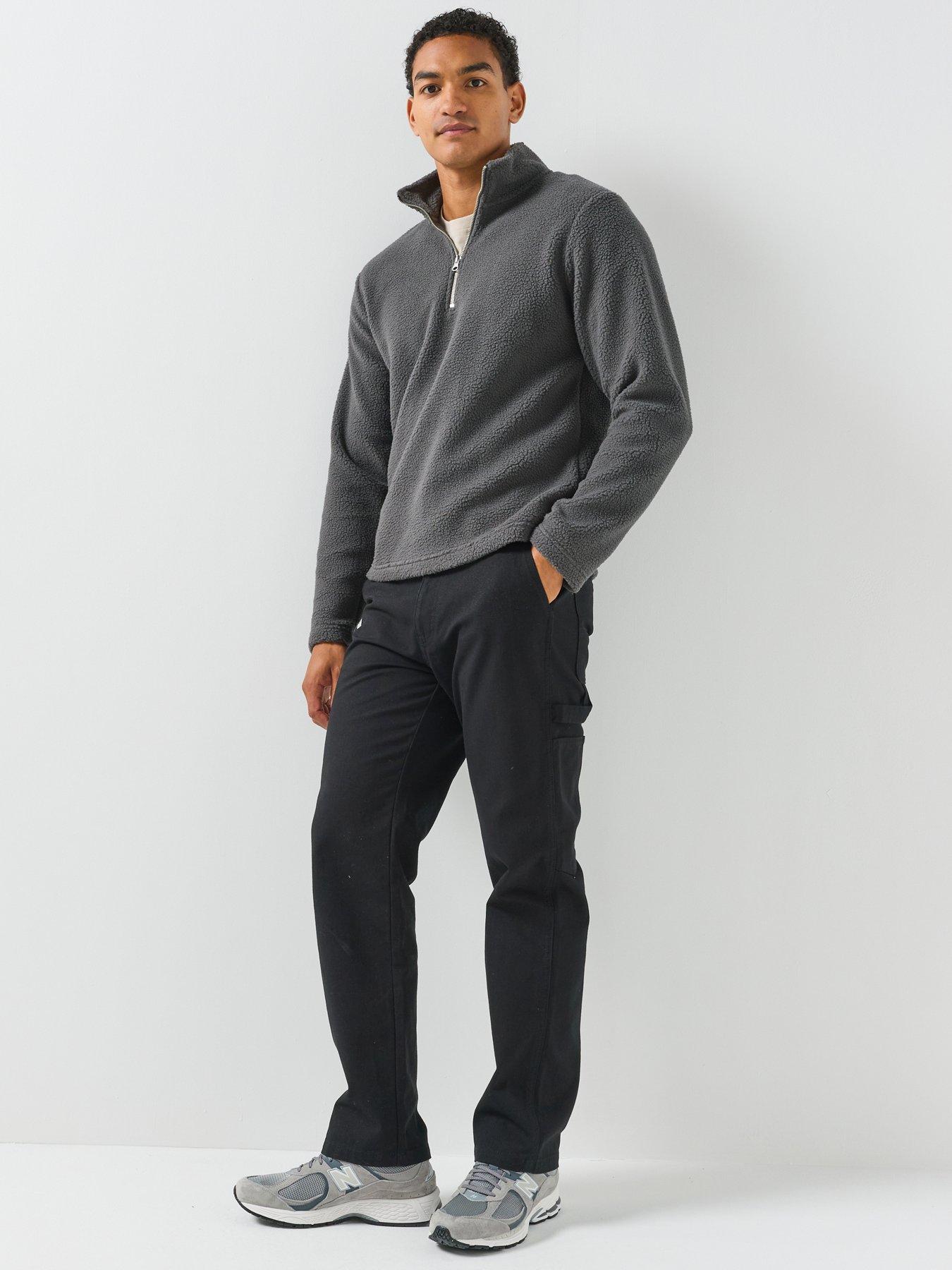 Image 3 of 6 of Jack & Jones Mens Quarter Zip Teddy Fleece Sweatshirt - Asphalt