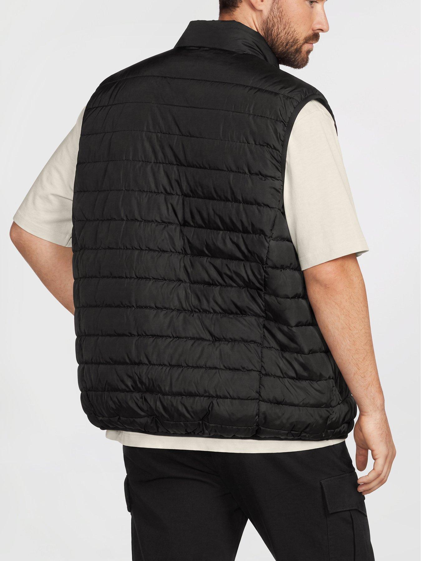 Image 2 of 6 of Jack & Jones Plus Elvis Lightweight Quilted Gilet With Collar - Black