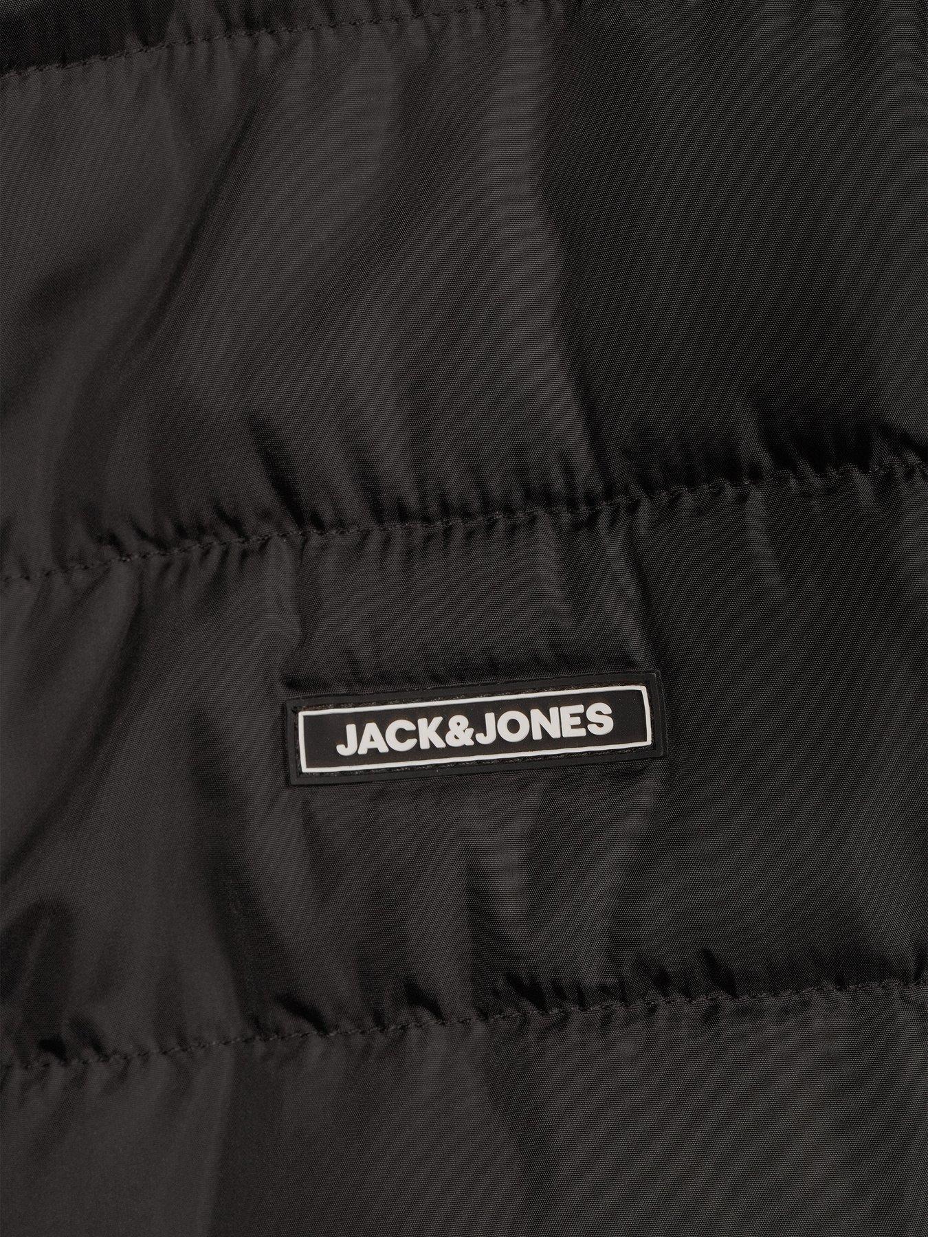 Image 5 of 6 of Jack & Jones Plus Elvis Lightweight Quilted Gilet With Collar - Black