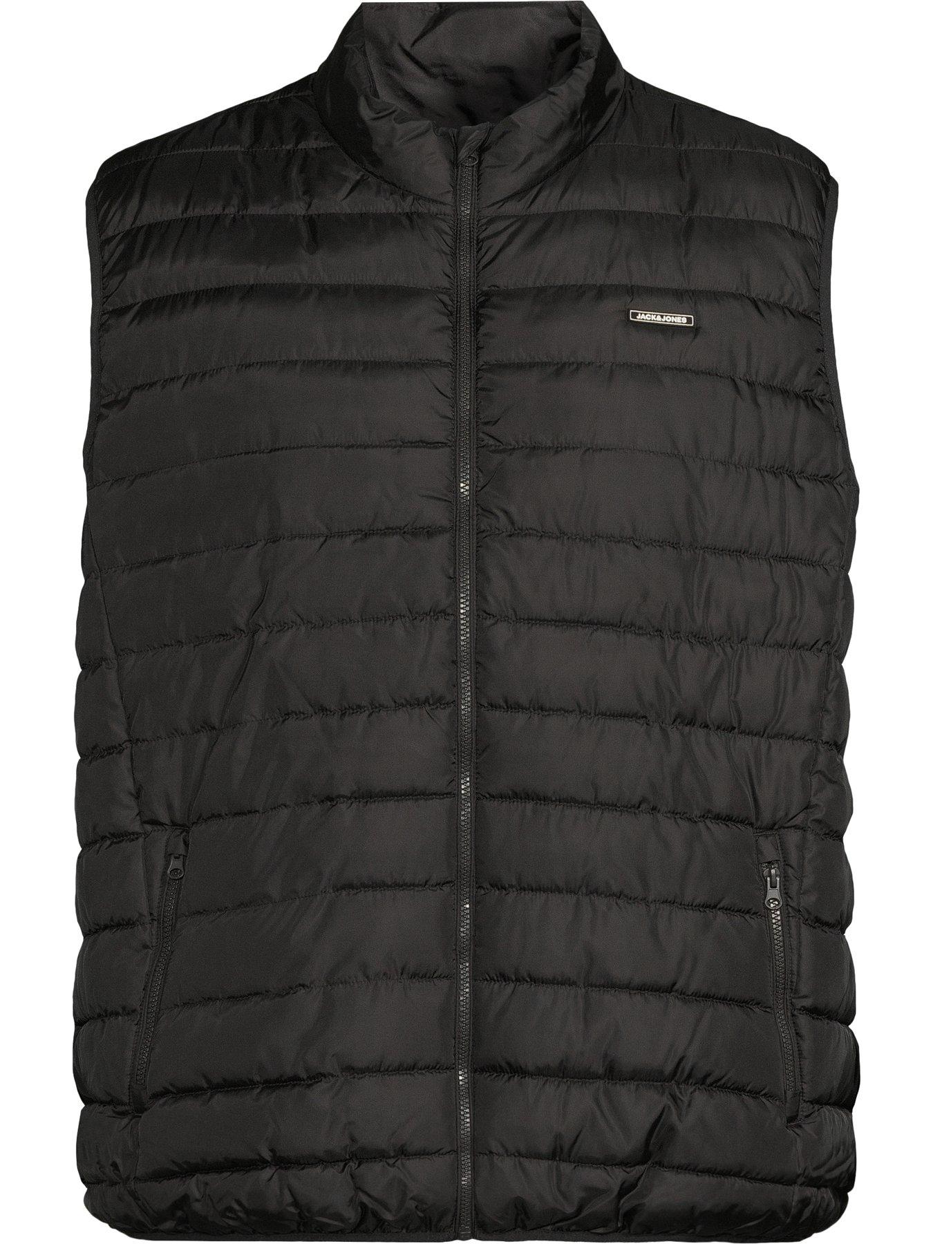 Image 6 of 6 of Jack & Jones Plus Elvis Lightweight Quilted Gilet With Collar - Black