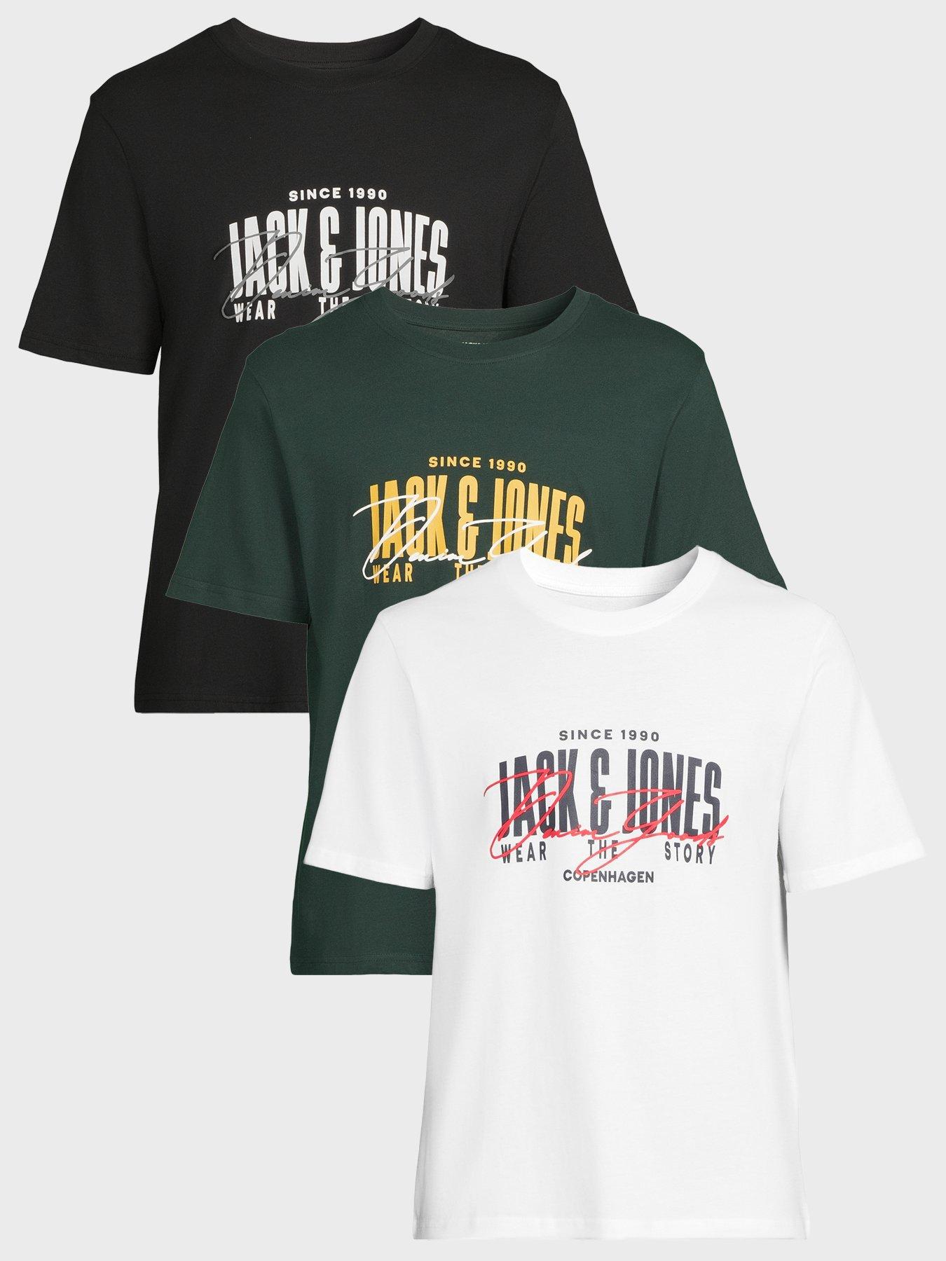Image 1 of 4 of Jack & Jones Aero Crew Neck 3 Pack T-Shirt - Multi