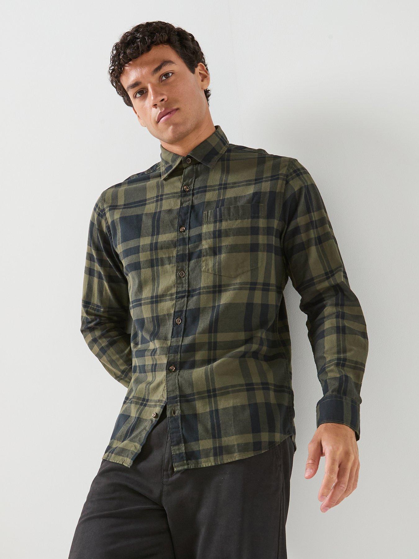 Image 6 of 6 of Jack & Jones Men's James Flannel Long Sleeve Shirt - Dark Green