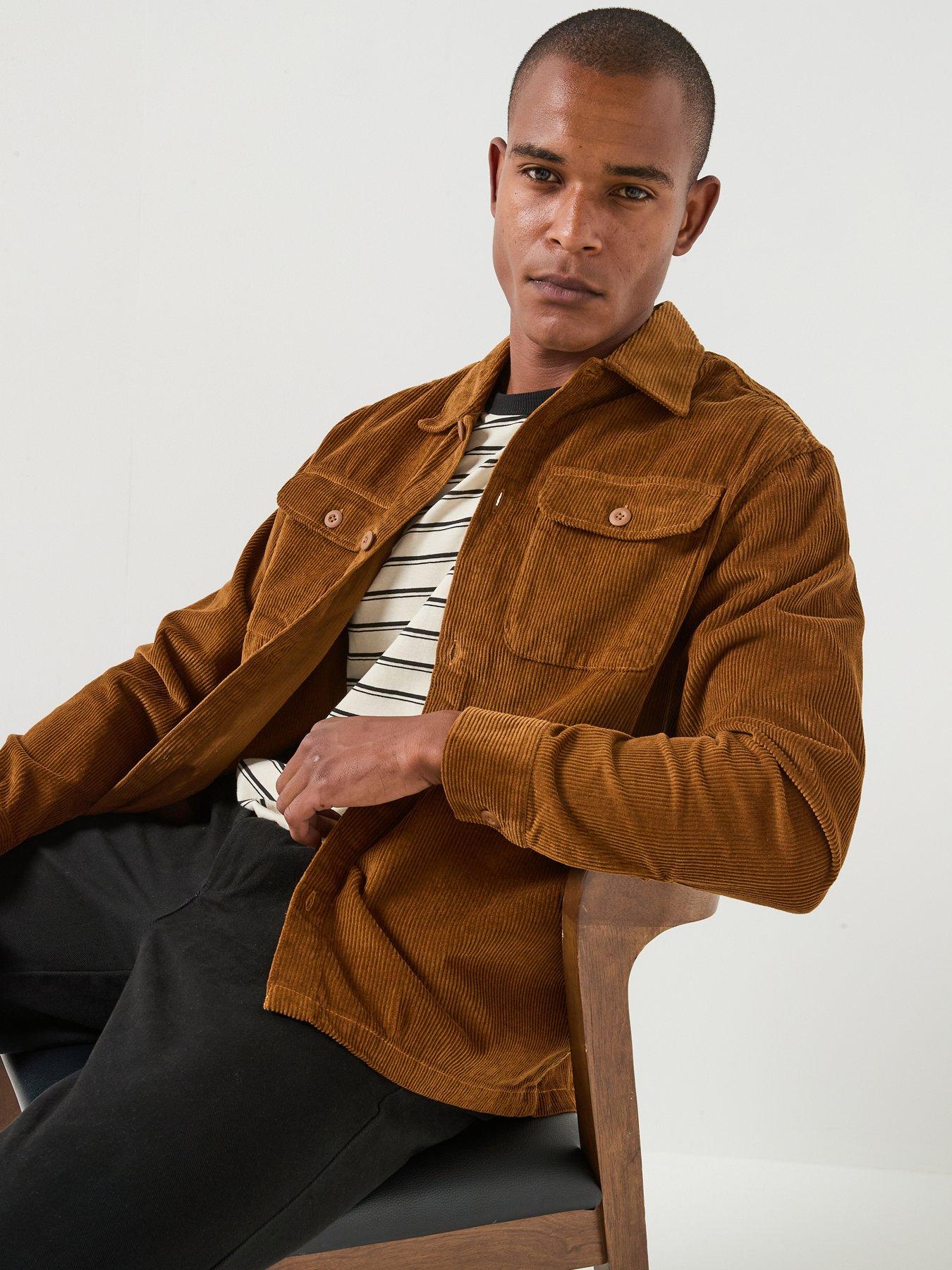 Jack & Jones Men's Jeregent Cord Overshirt - Brown in Monks Robe
