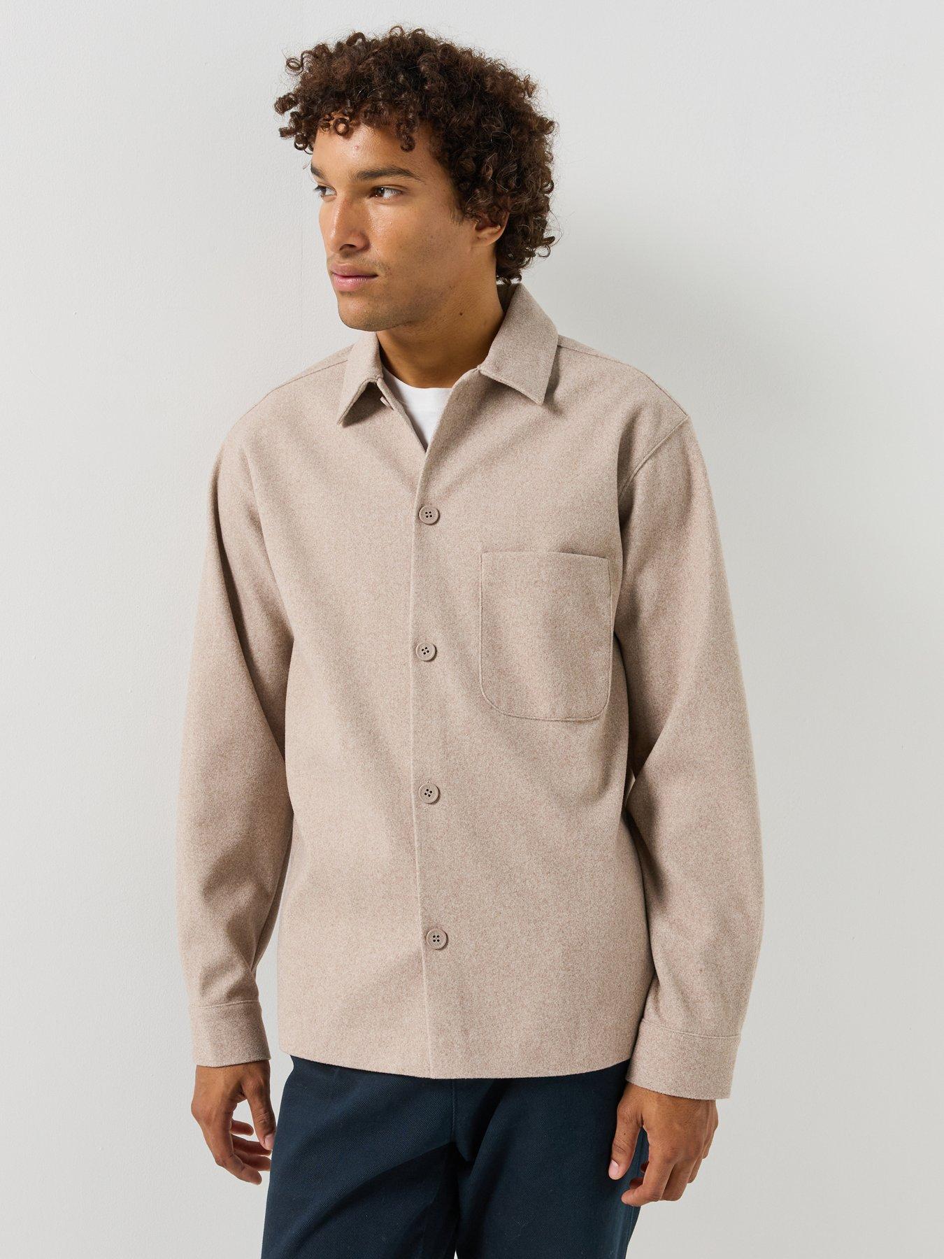 Image 1 of 6 of Jack & Jones Mens Loose Fit Knit Marl Overshirt - Oatmeal