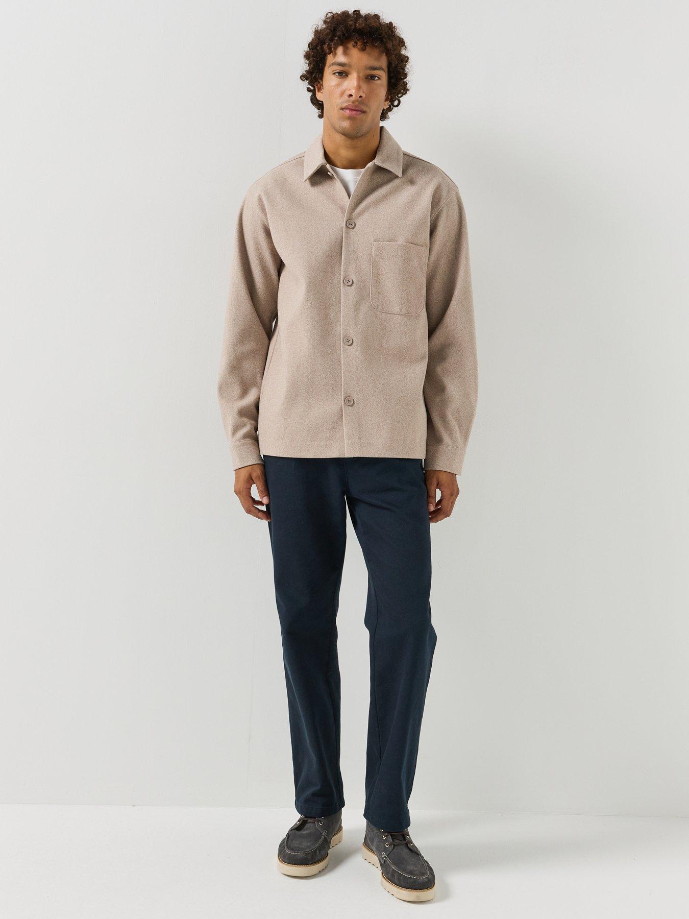 Image 3 of 6 of Jack & Jones Mens Loose Fit Knit Marl Overshirt - Oatmeal