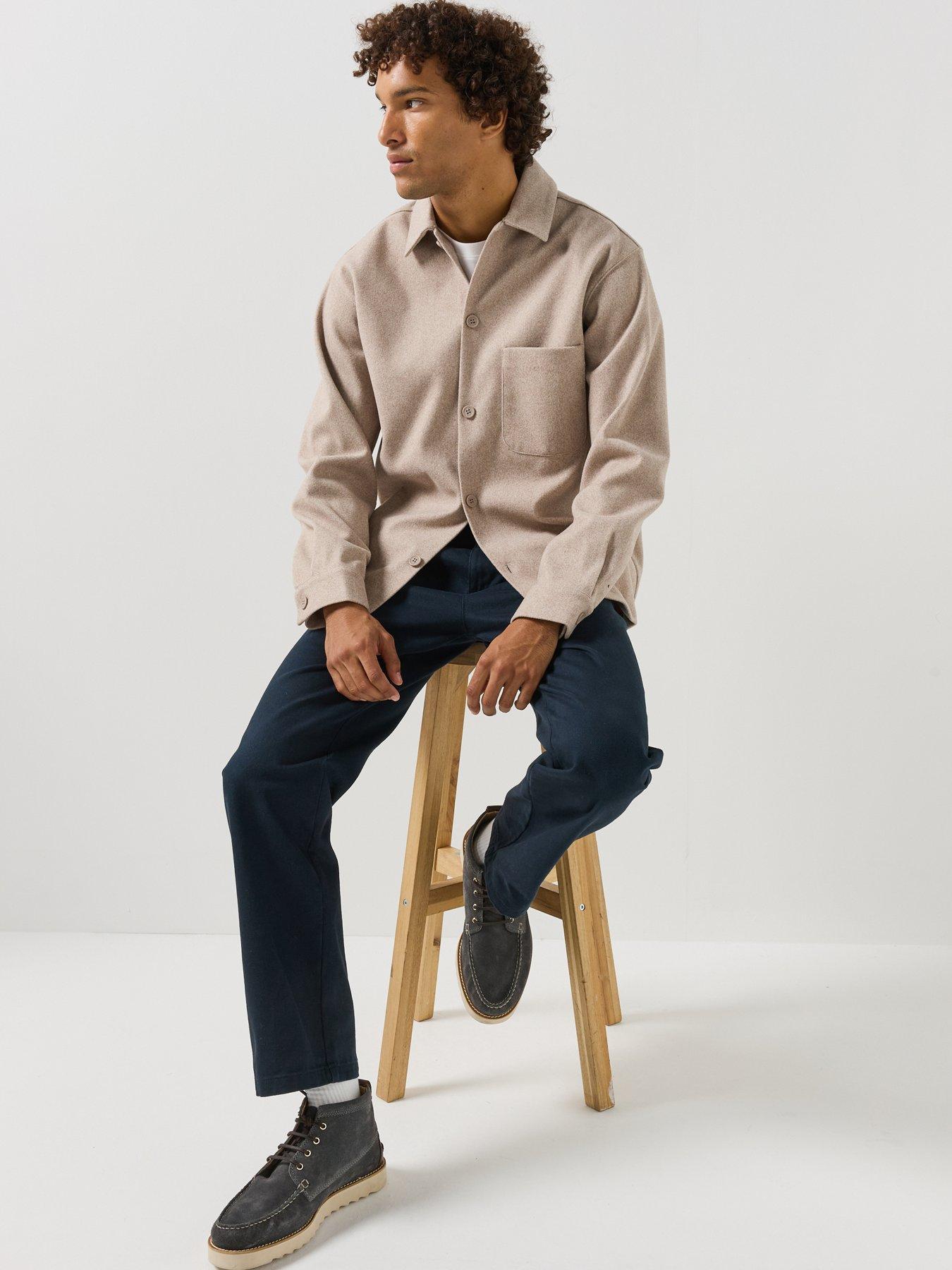 Image 4 of 6 of Jack & Jones Mens Loose Fit Knit Marl Overshirt - Oatmeal