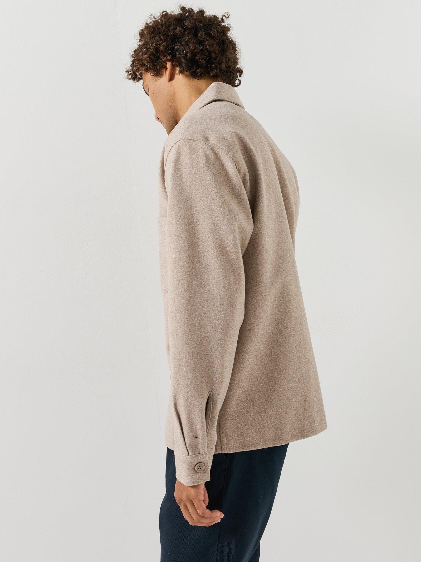 Image 5 of 6 of Jack & Jones Mens Loose Fit Knit Marl Overshirt - Oatmeal