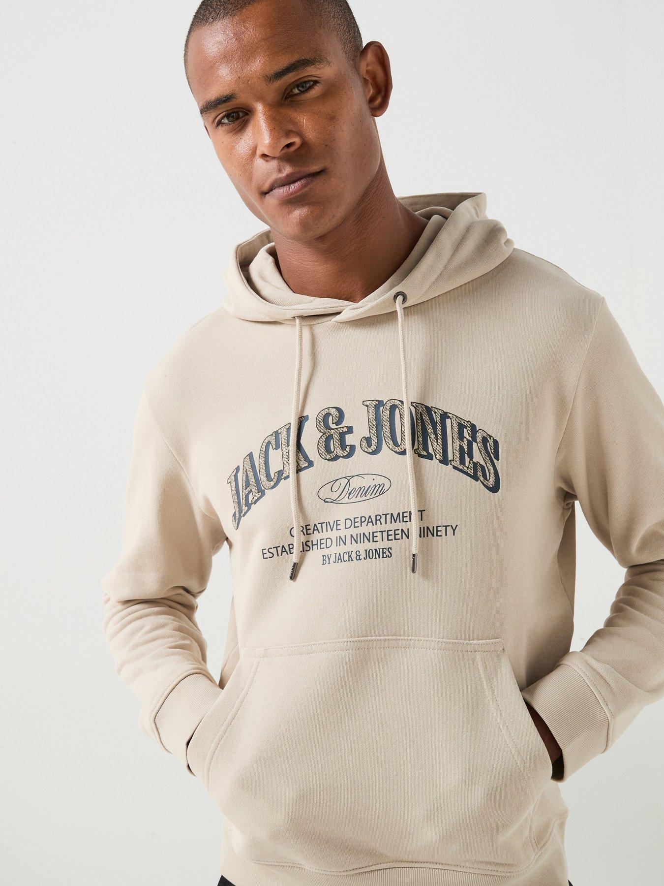 Jack & Jones Men's Denver Logo Graphic Hoodie - Cream