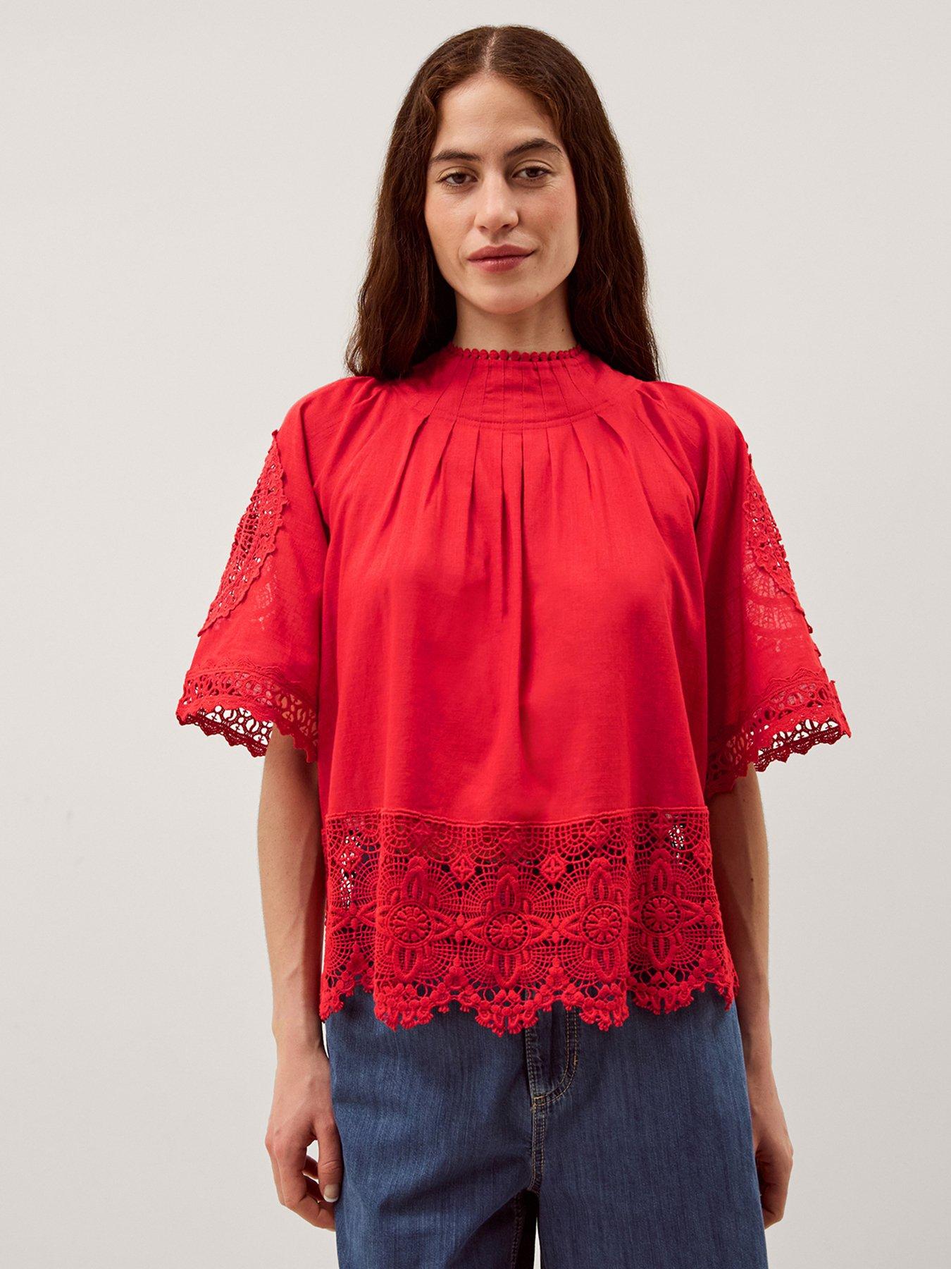 Monsoon Emory Lace Top - Red