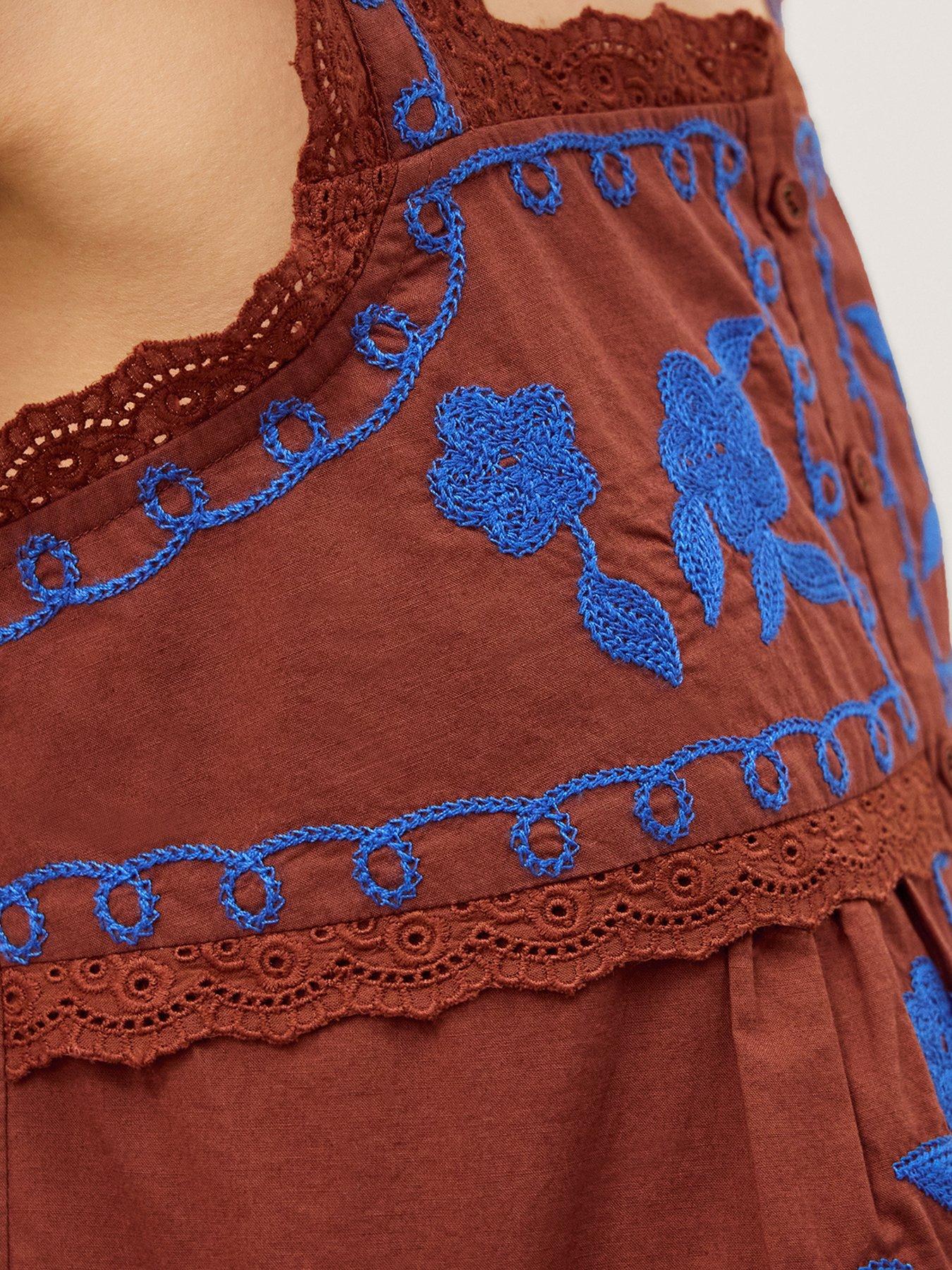 Image 4 of 4 of Monsoon Madison Embroidered Cami Top - Brown