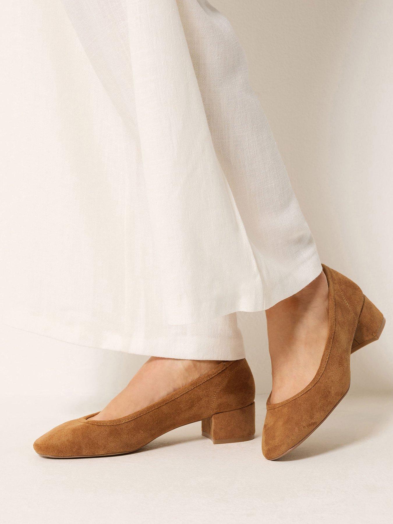 Long Tall Sally Ballerina Block Heel Shoes - Brown