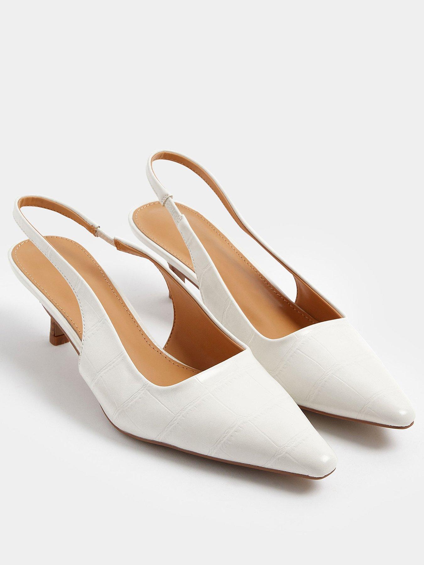 Image 2 of 4 of Long Tall Sally Stacked Heel Court Shoe - White