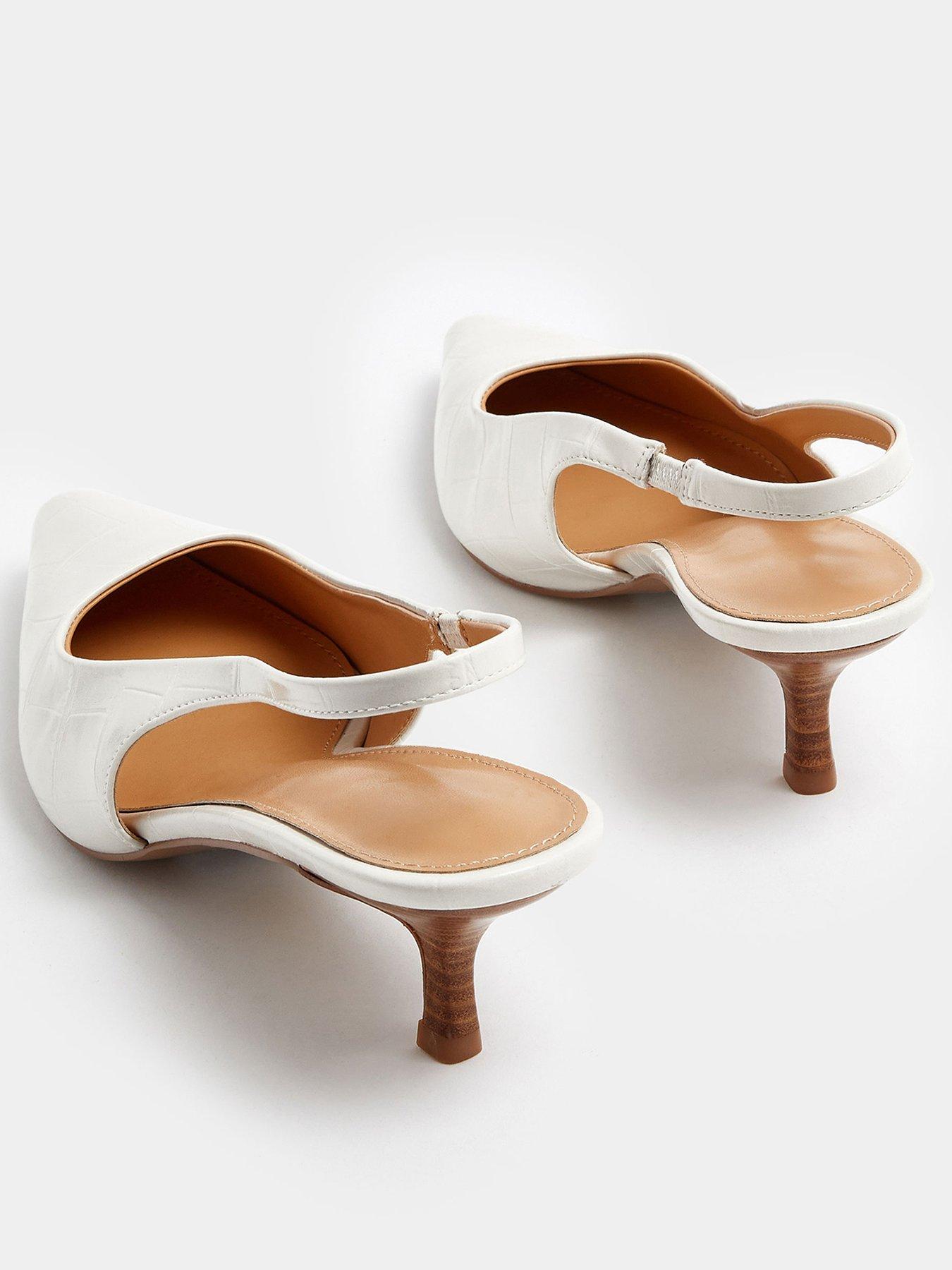 Image 3 of 4 of Long Tall Sally Stacked Heel Court Shoe - White
