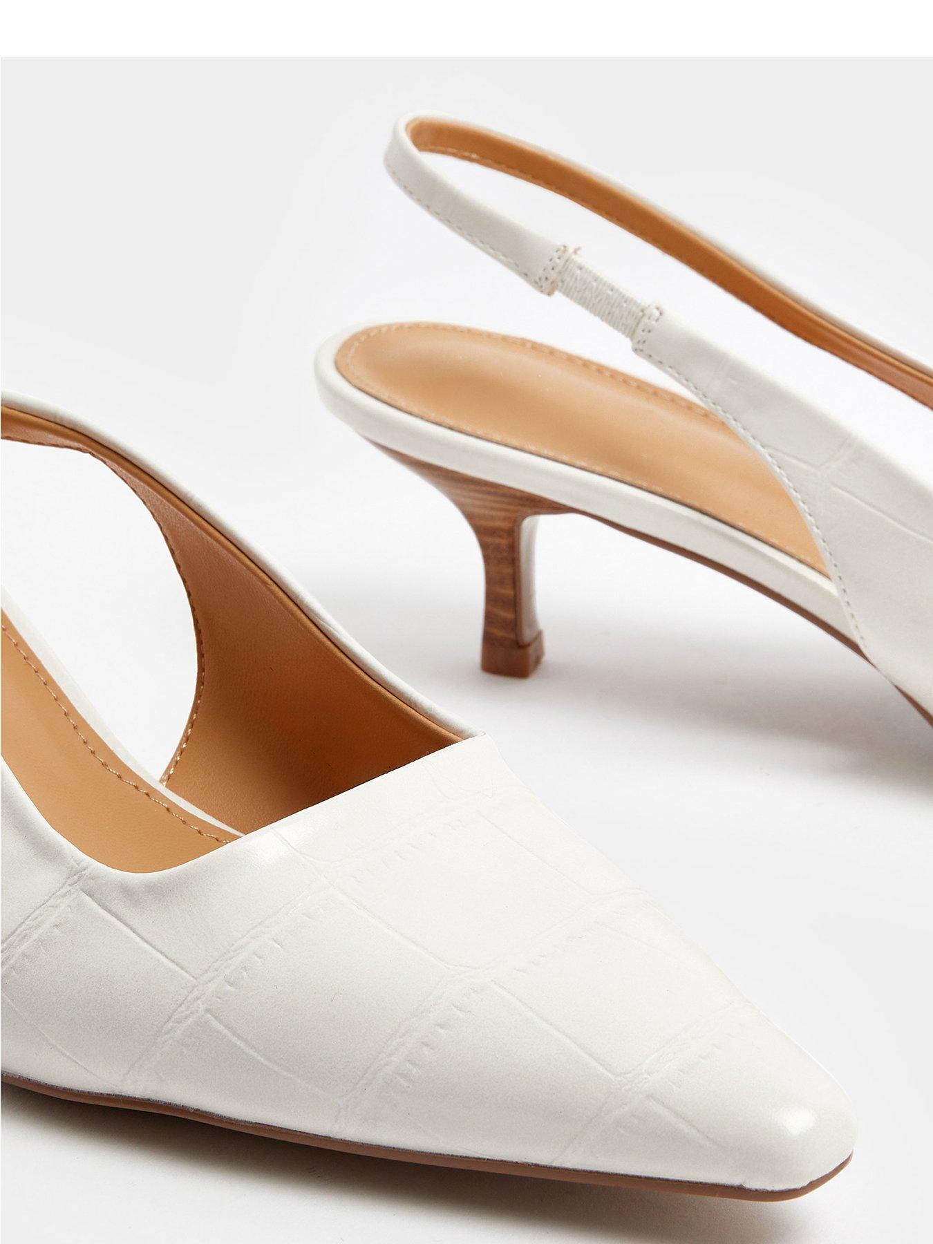 Image 4 of 4 of Long Tall Sally Stacked Heel Court Shoe - White