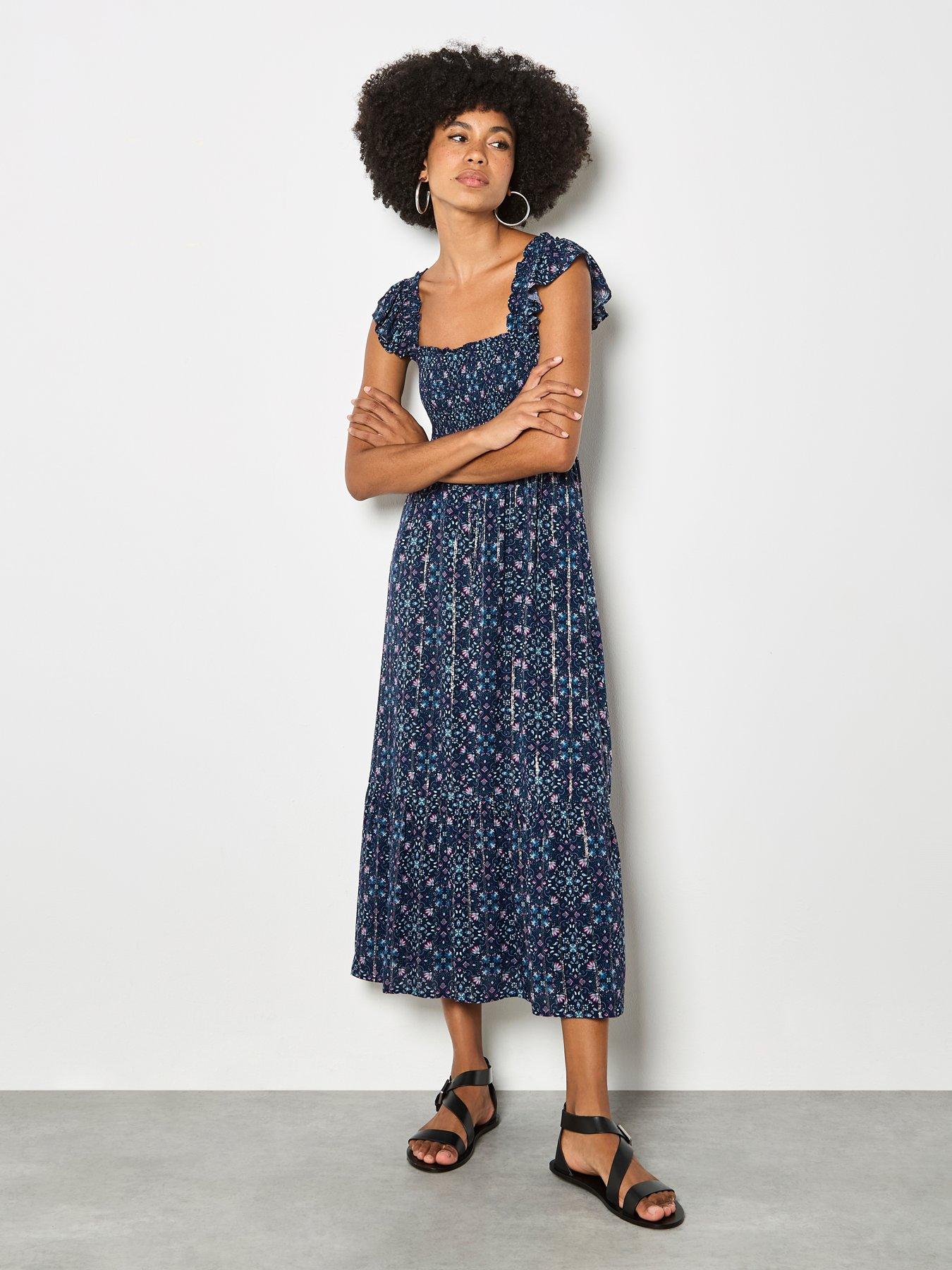 apricot-ruffle-strap-tiered-midi-dress-blueback