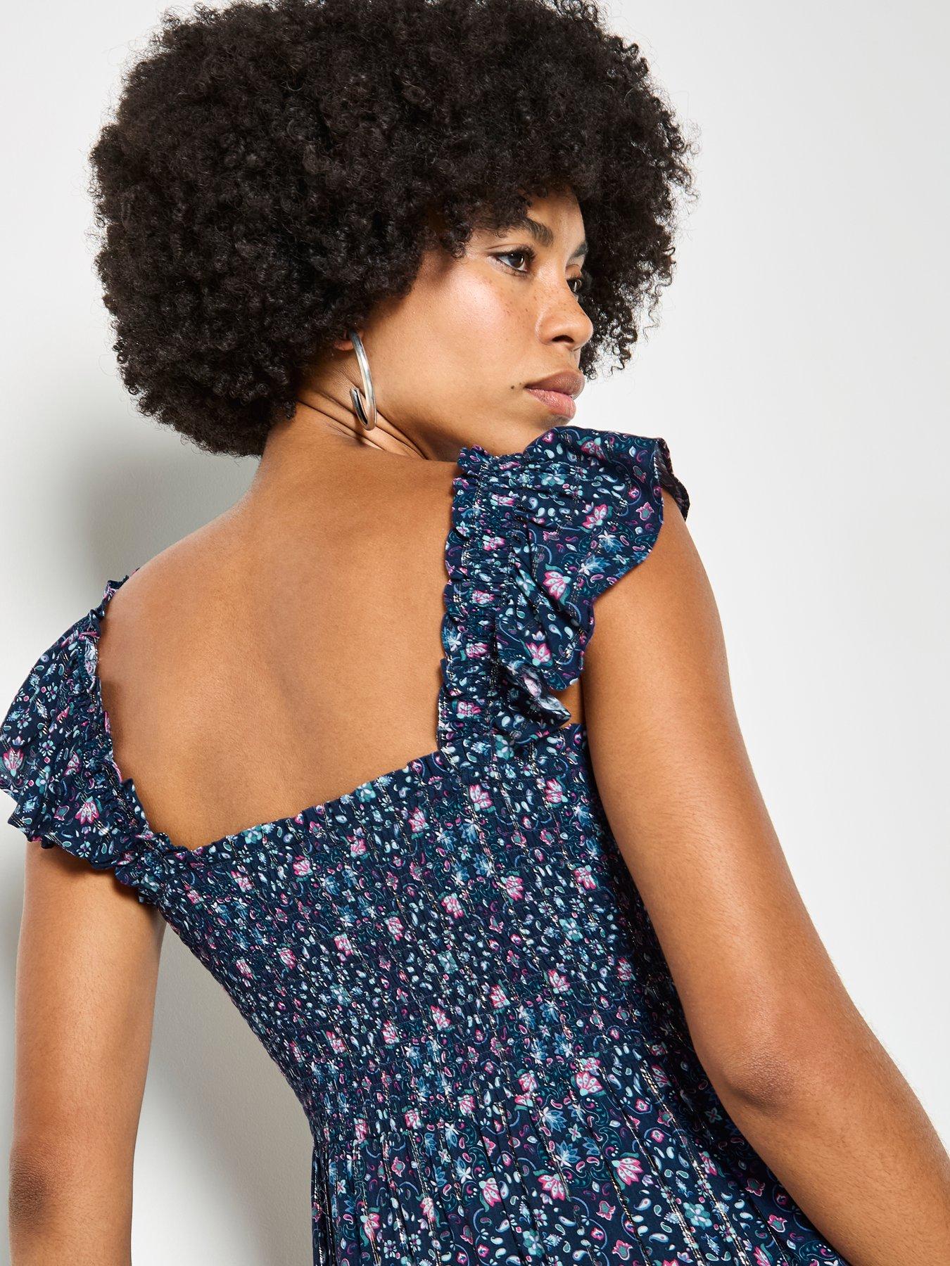 Image 5 of 5 of Apricot Ruffle Strap Tiered Midi Dress