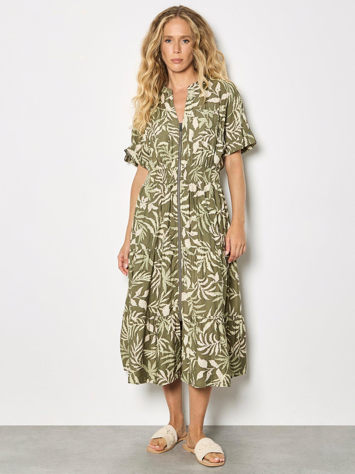 apricot-palm-print-zip-front-maxi-dressfront