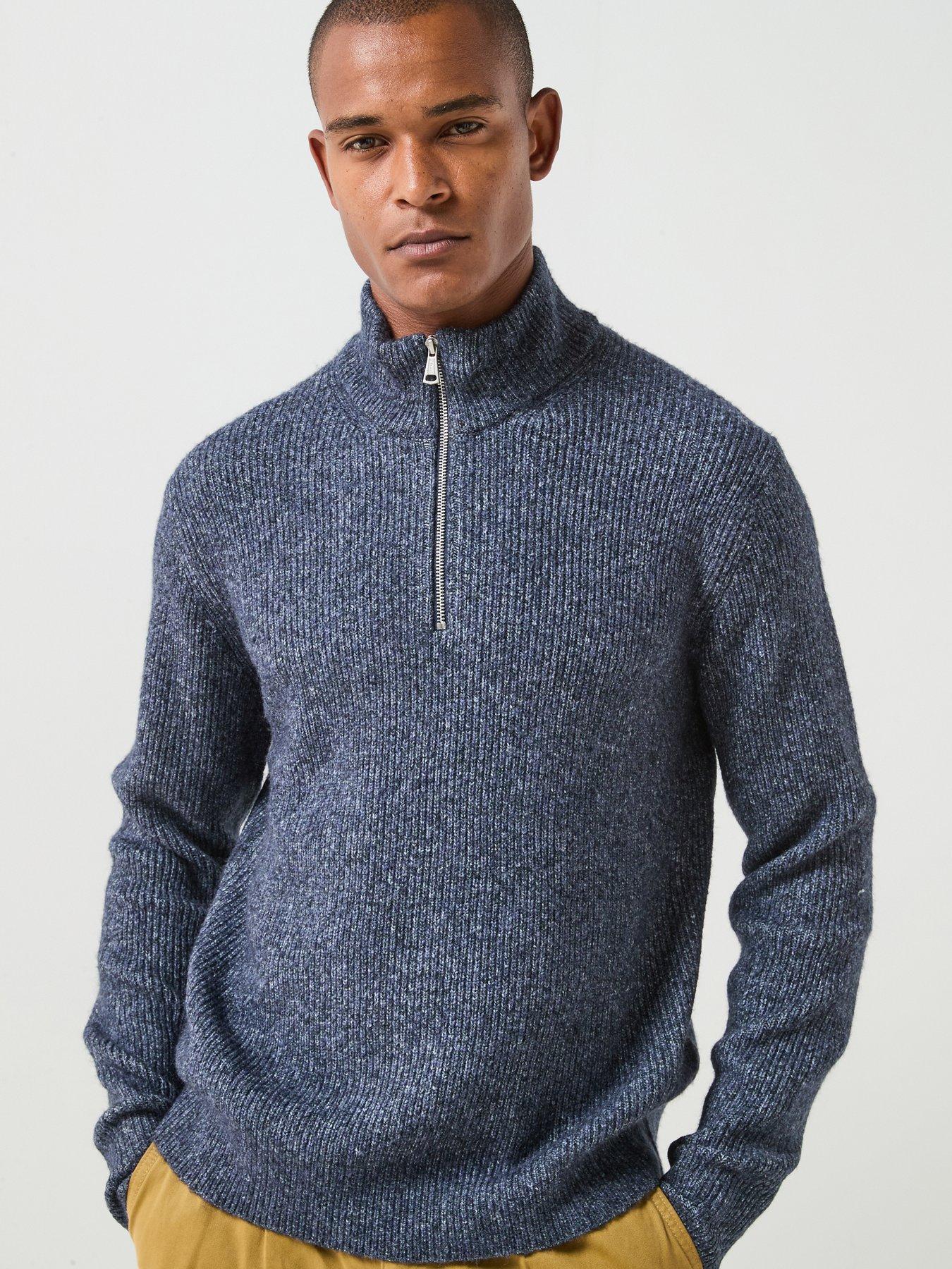 Jack & Jones Frederiksberg Ollie Zip Neck Knitted Jumper - Blue