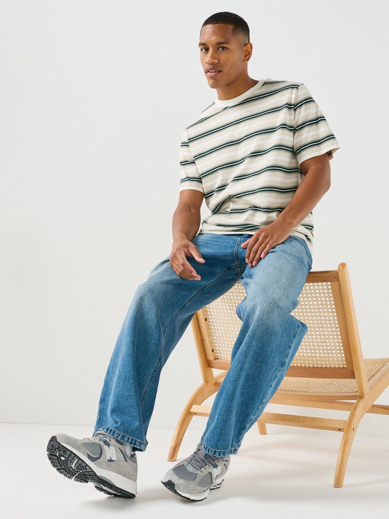 Image 1 of 6 of Jack & Jones Frederiksberg Striped Crew Neck T-Shirt - Dark Green