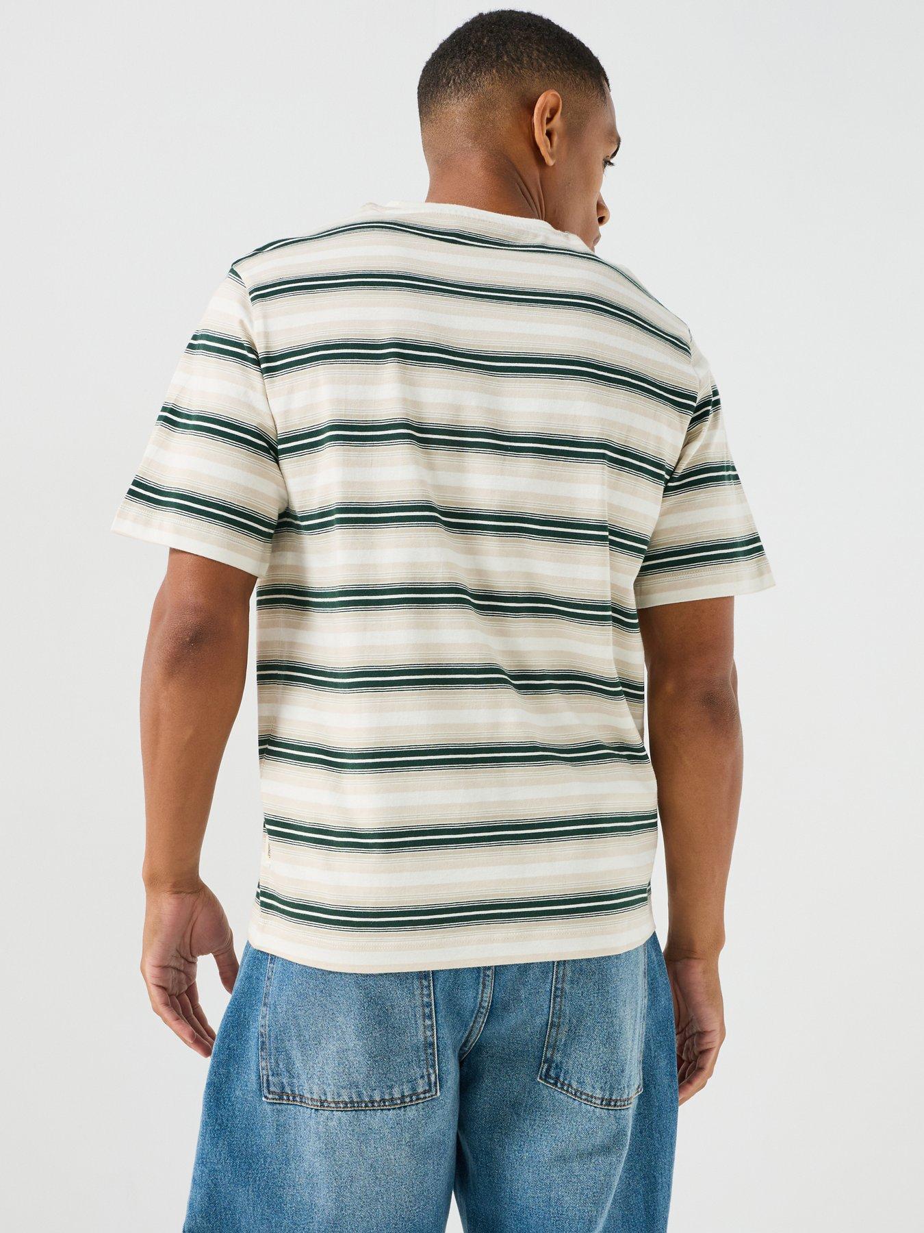 Image 2 of 6 of Jack & Jones Frederiksberg Striped Crew Neck T-Shirt - Dark Green