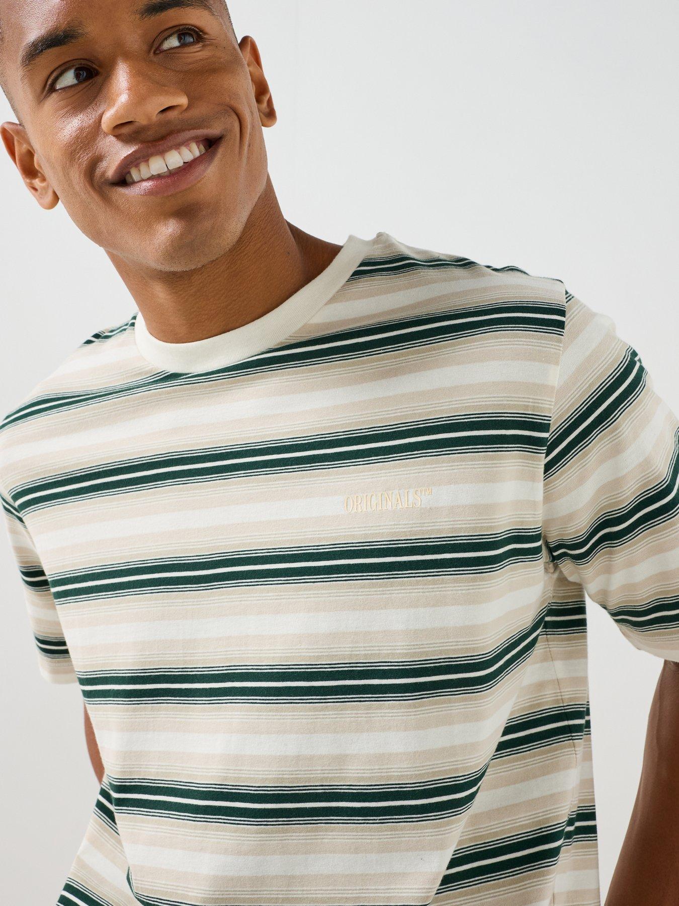 Image 5 of 6 of Jack & Jones Frederiksberg Striped Crew Neck T-Shirt - Dark Green