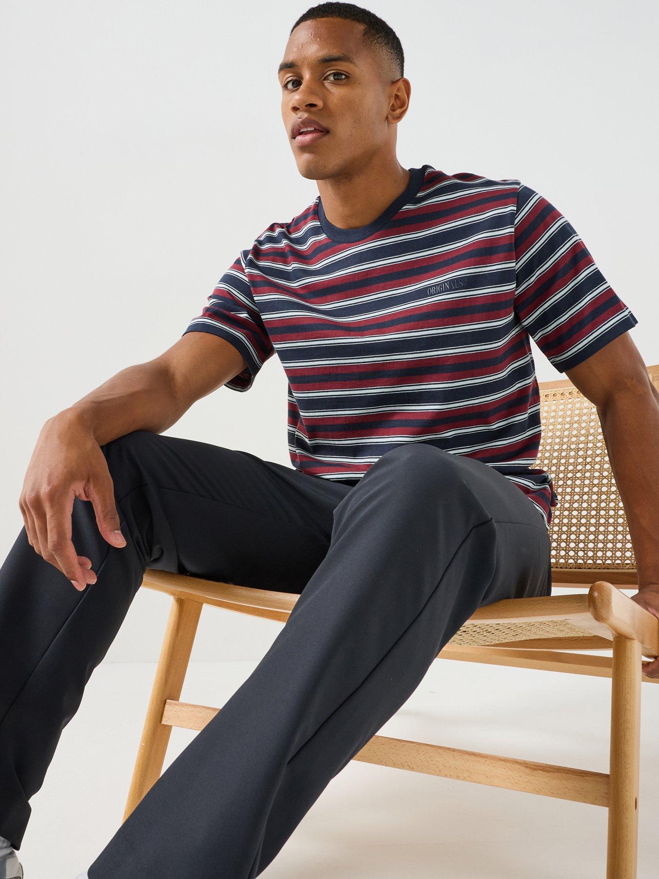 Jack & Jones Frederiksberg Striped Crew Neck T-Shirt - Navy