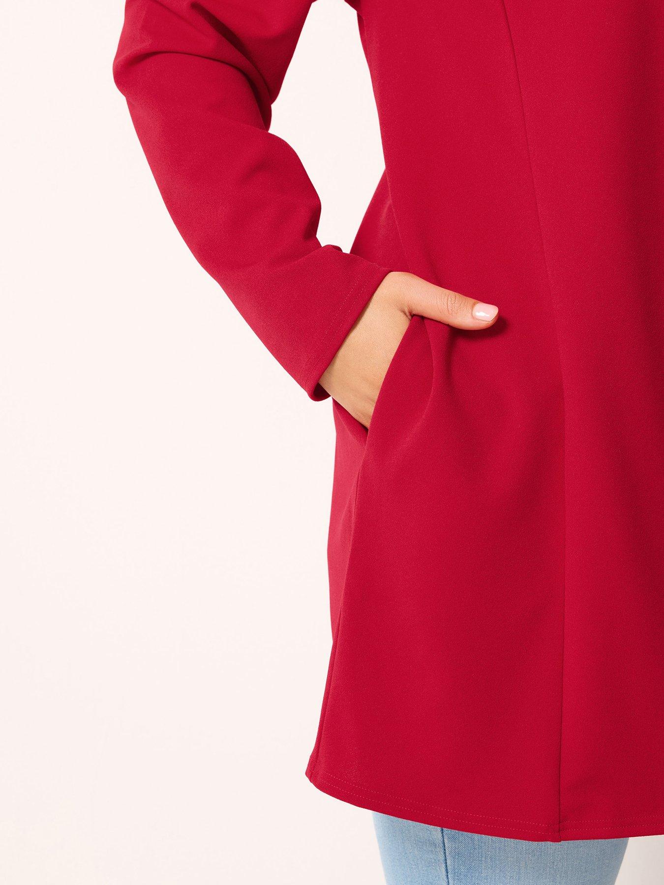 Image 4 of 4 of Yours Curve Longline Jersey Blazer - Red