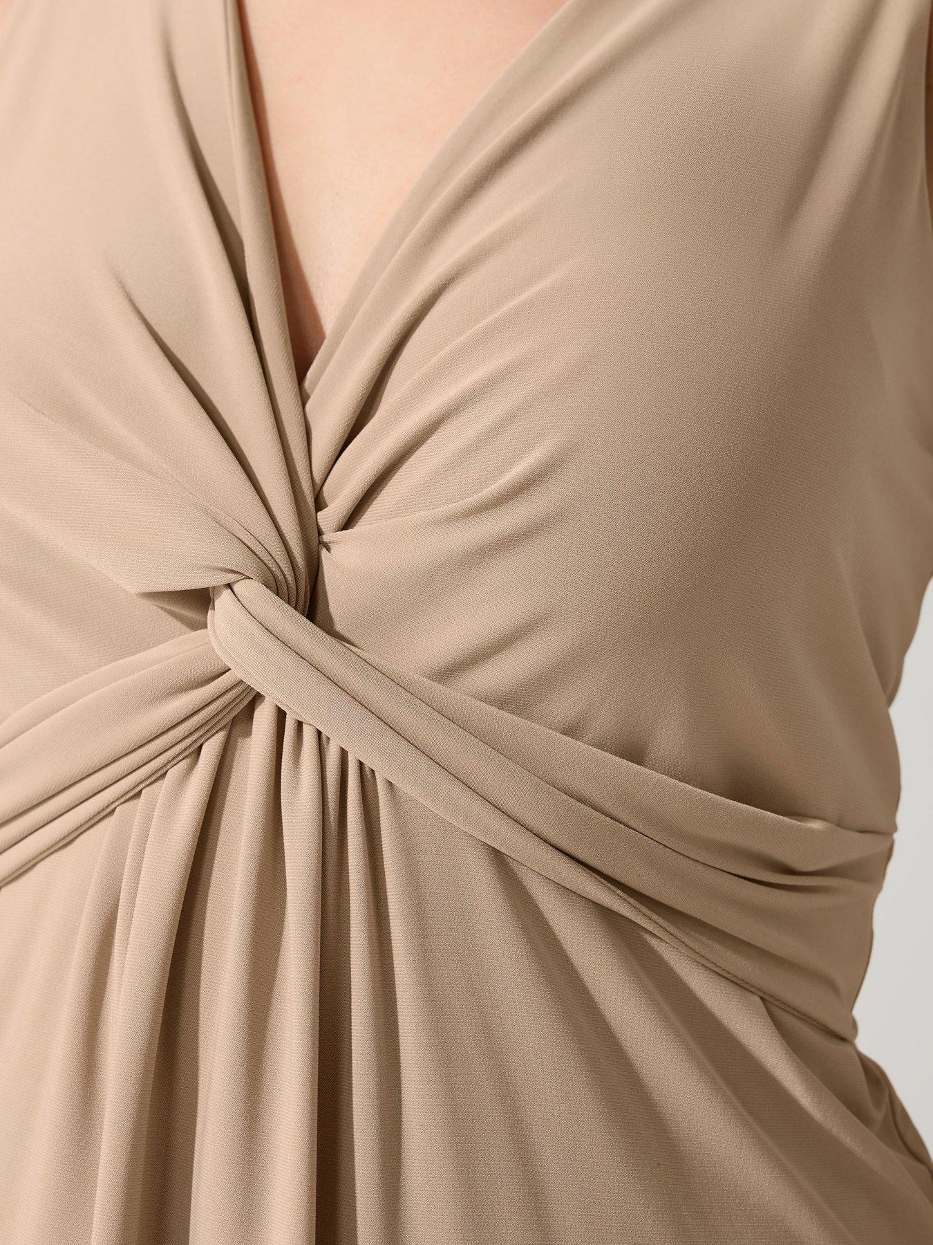 Image 4 of 4 of Yours Curve Sleeveless Knot Front Top - Cream